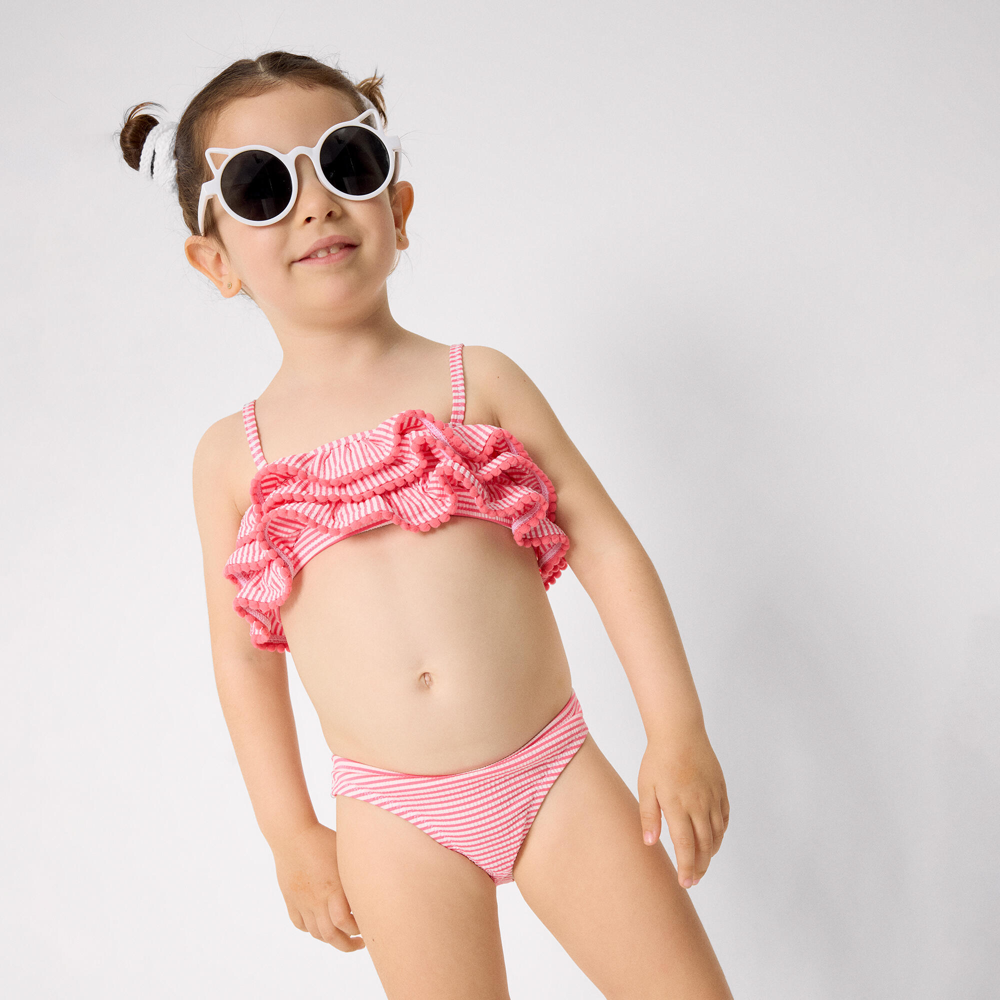 Bikini niña bambula detalle triple volante estampado rayas 6/7