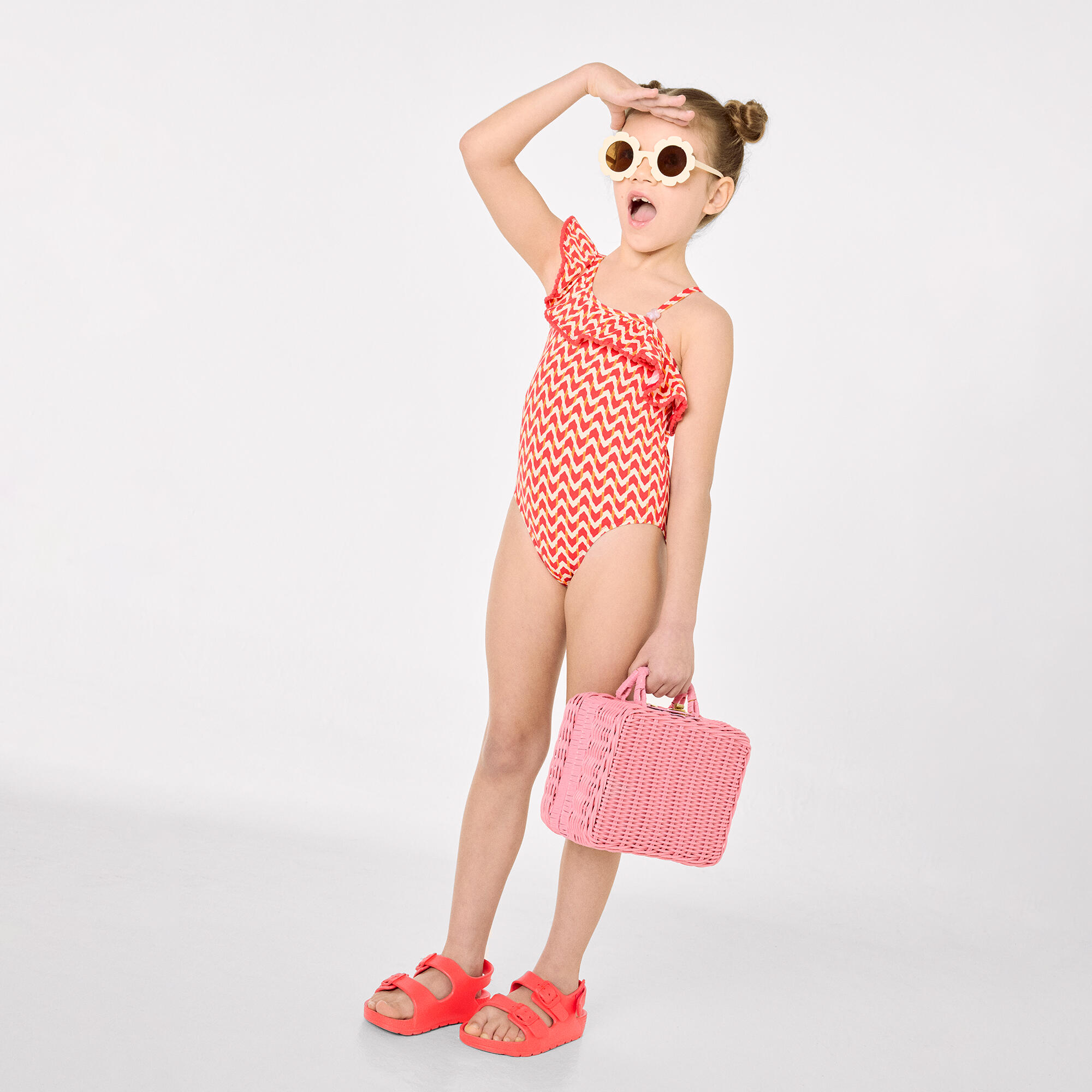 Bañador niña detalles volantes estampado étnico 7/7