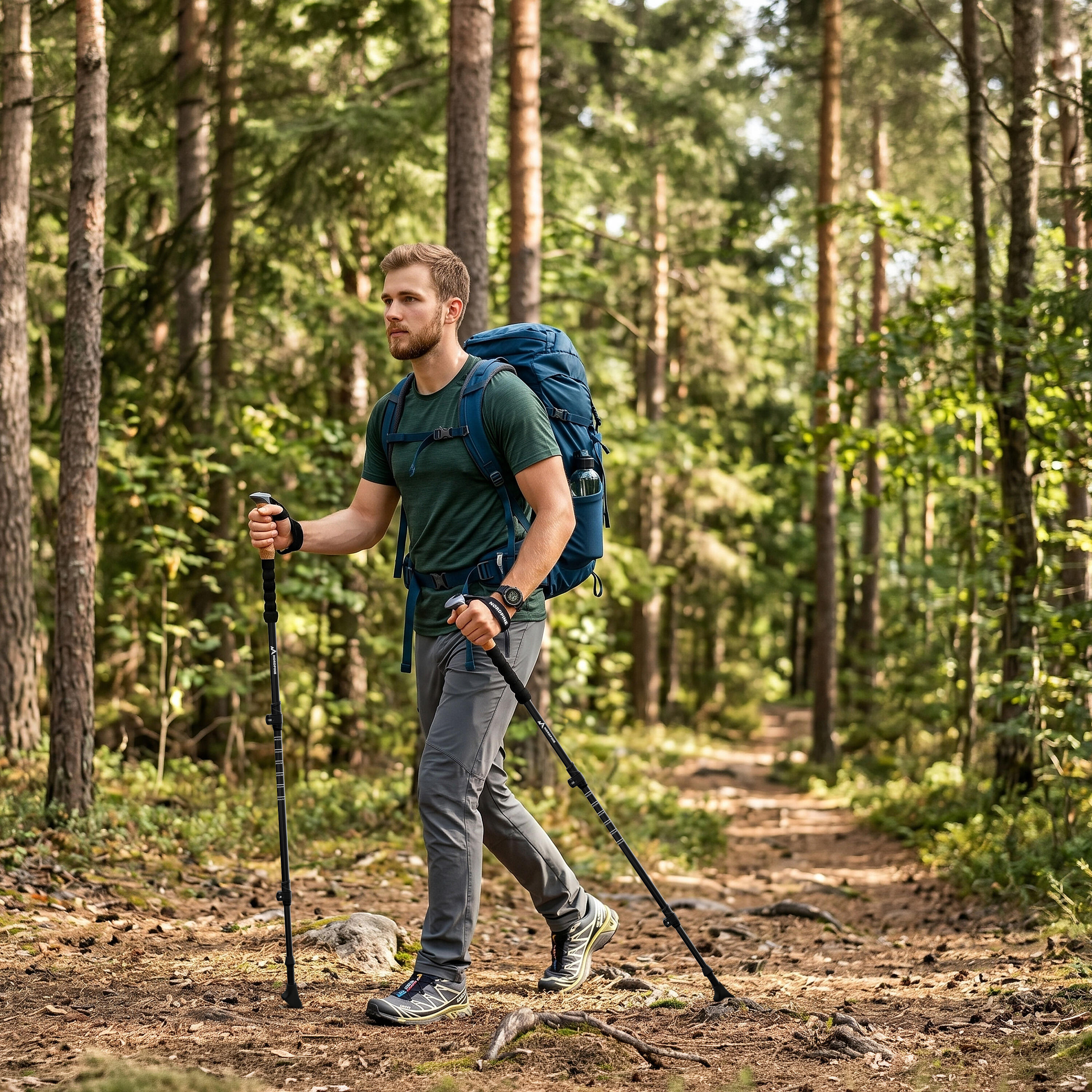 Teleskop-Wanderstöcke aus Aluminium mit Korkgriff für Trekking 6/7