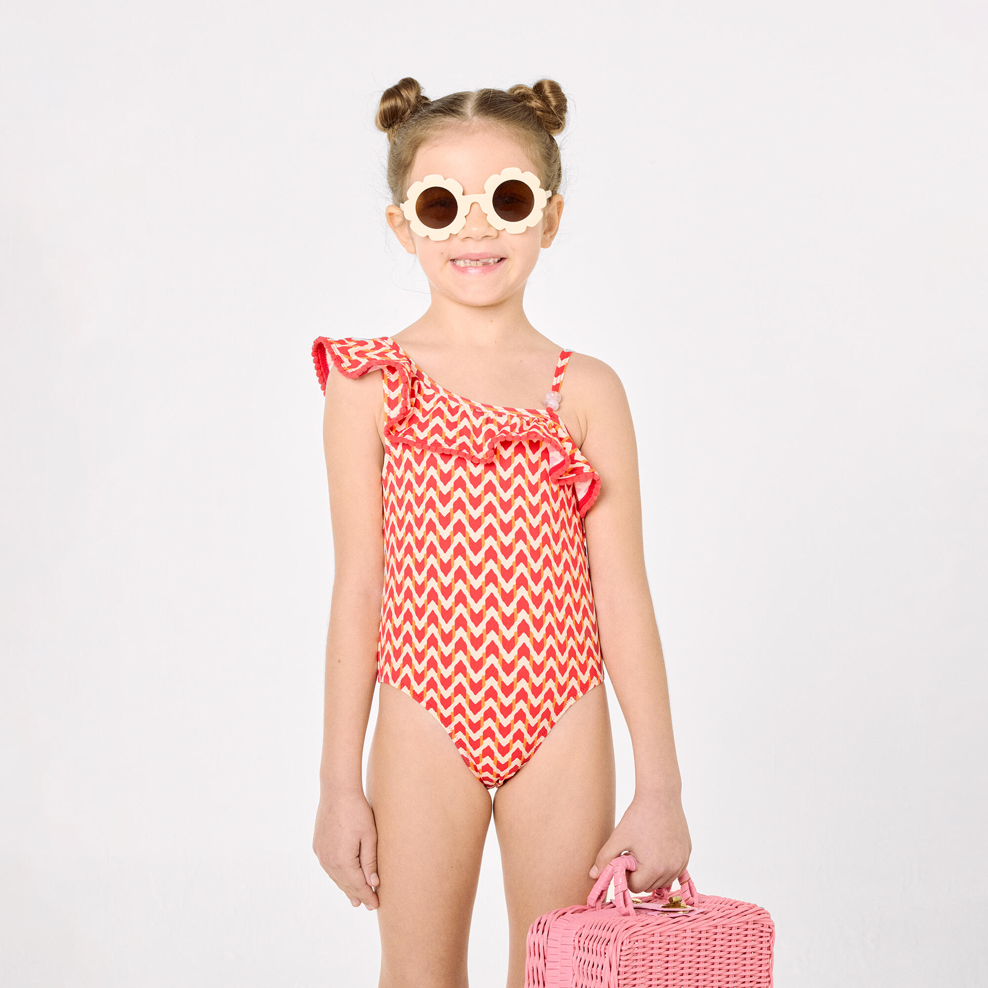 Bañador niña detalles volantes estampado étnico 4/7