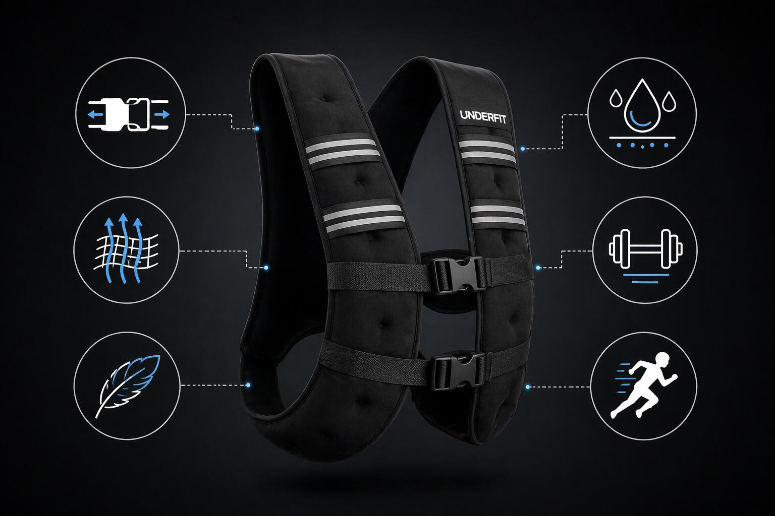 Kamizelka treningowa z obciążeniem X-PRO 10 kg UNDERFIT do ćwiczeń 6/8
