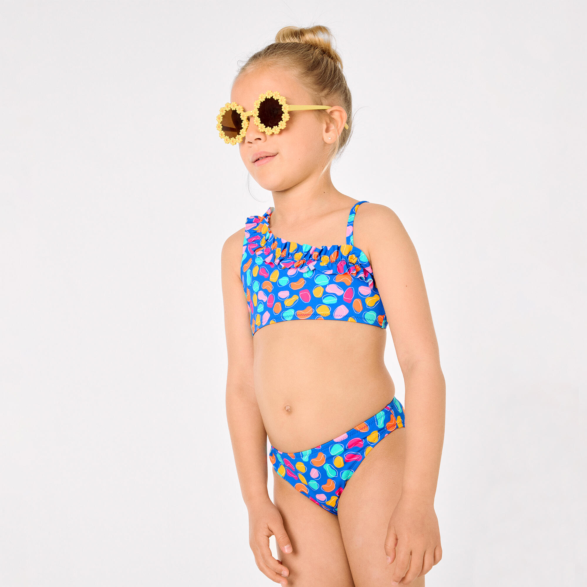 Bikini niña detalle fruncido estampado formas orgánicas multicolor 6/7