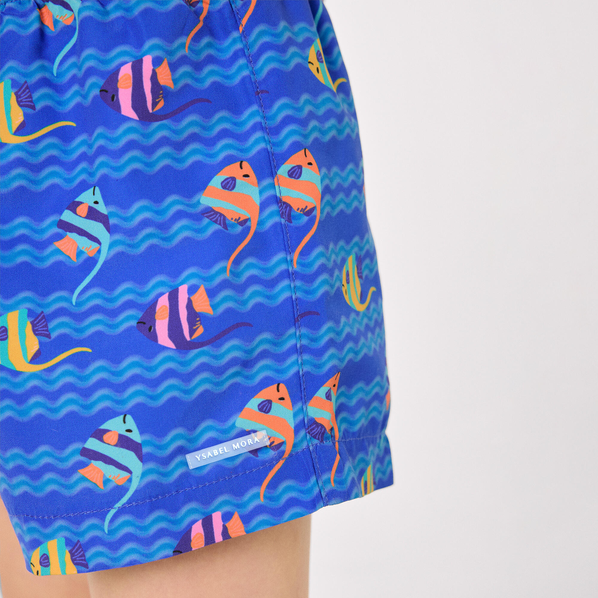 Short de bain garçon à imprimé de poissons tropicaux multicolores 7/7