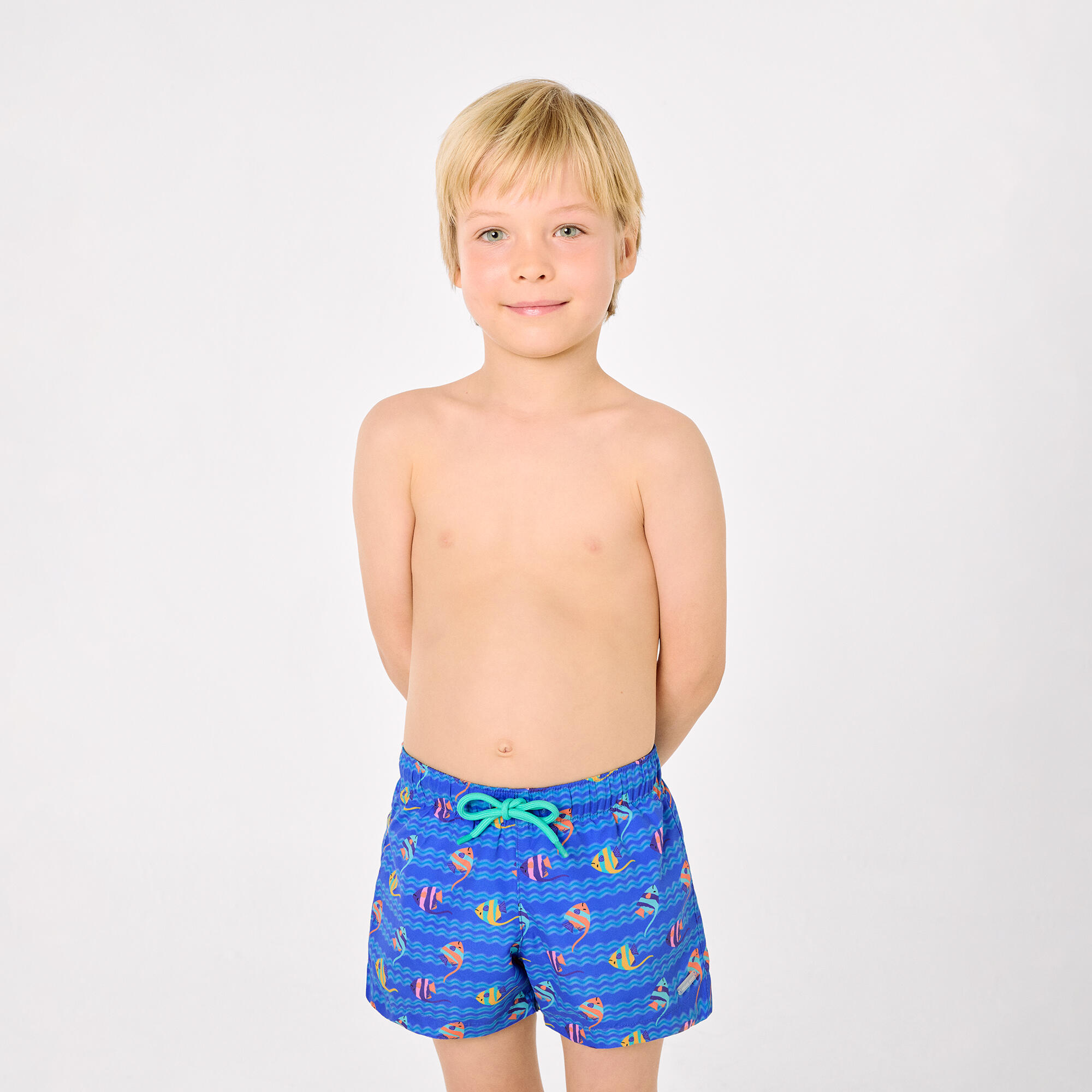 Short de bain garçon à imprimé de poissons tropicaux multicolores 4/7
