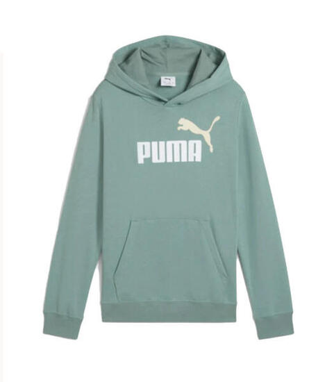 Puma Felpa Bambino Cappuccio Cotone Poliestere Riciclato Blu Marsupio Verde 140