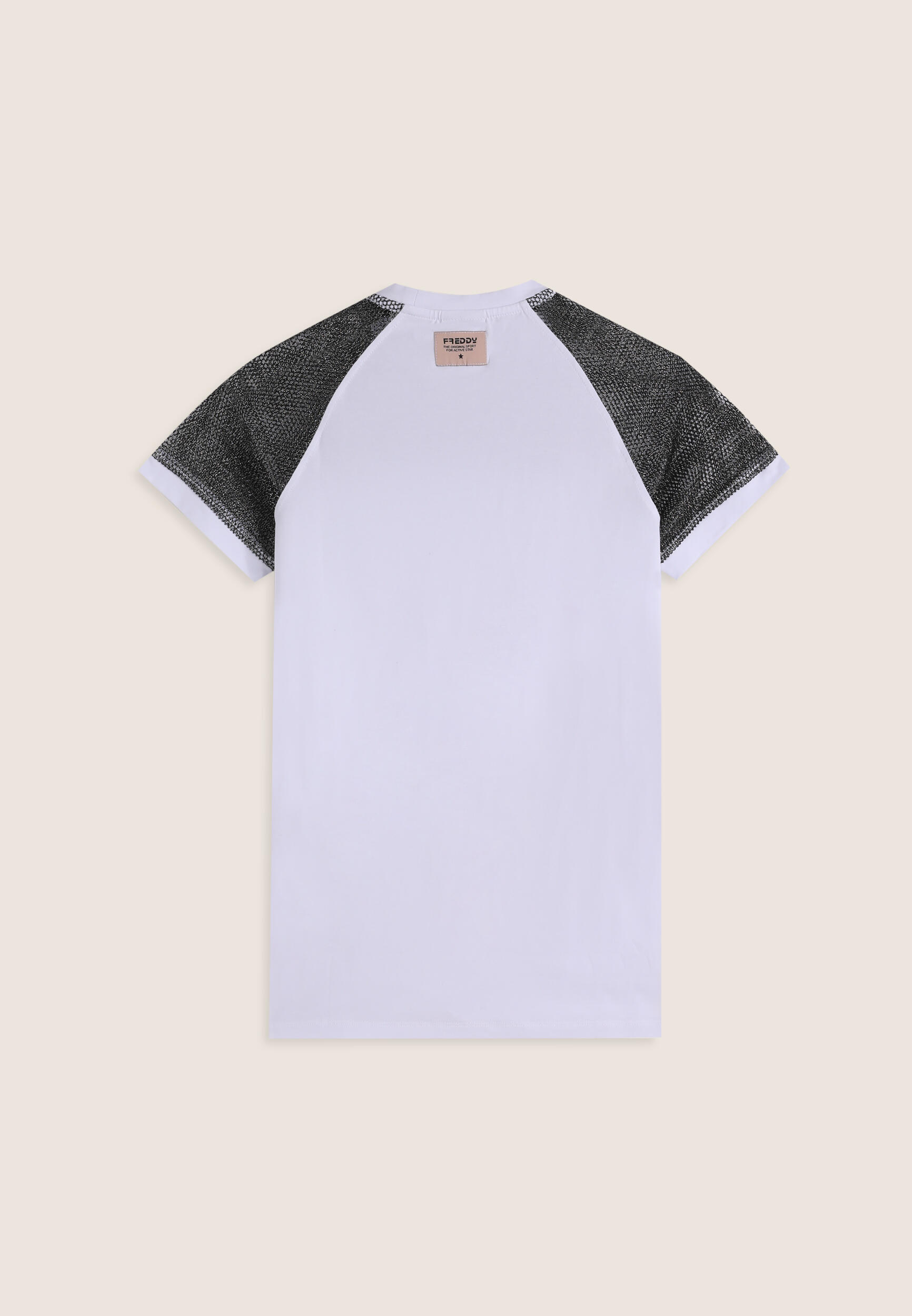 Robe t-shirt longue pour fille avec manches en mesh de Lurex 2/3