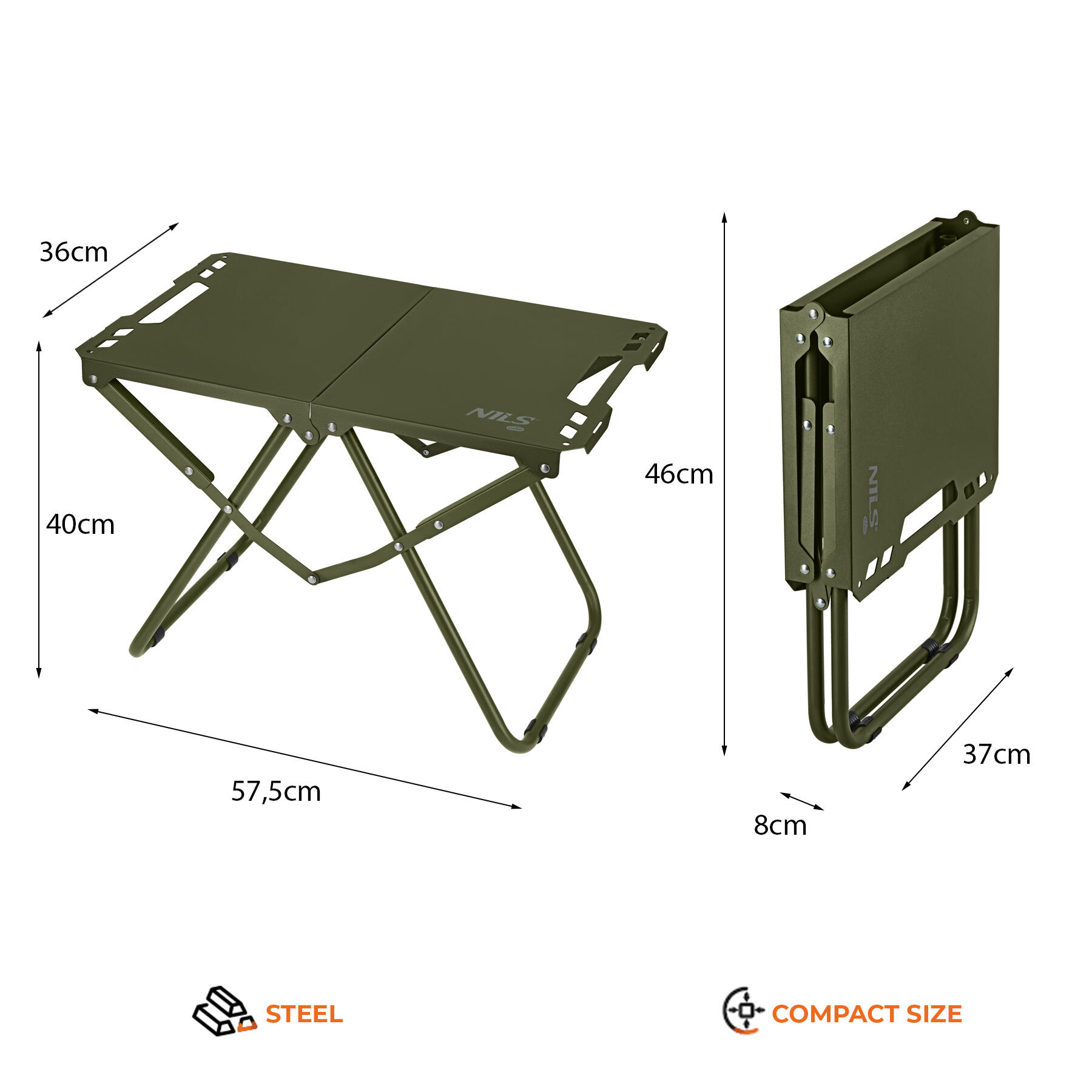 Table de camping outdoor pliante compacte NC3310 Nils Camp vert 2/7