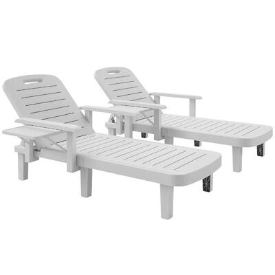 Outsunny Set 2 Sdraio da Esterno Regolabili Tavolino e Braccioli Grigio Scuro