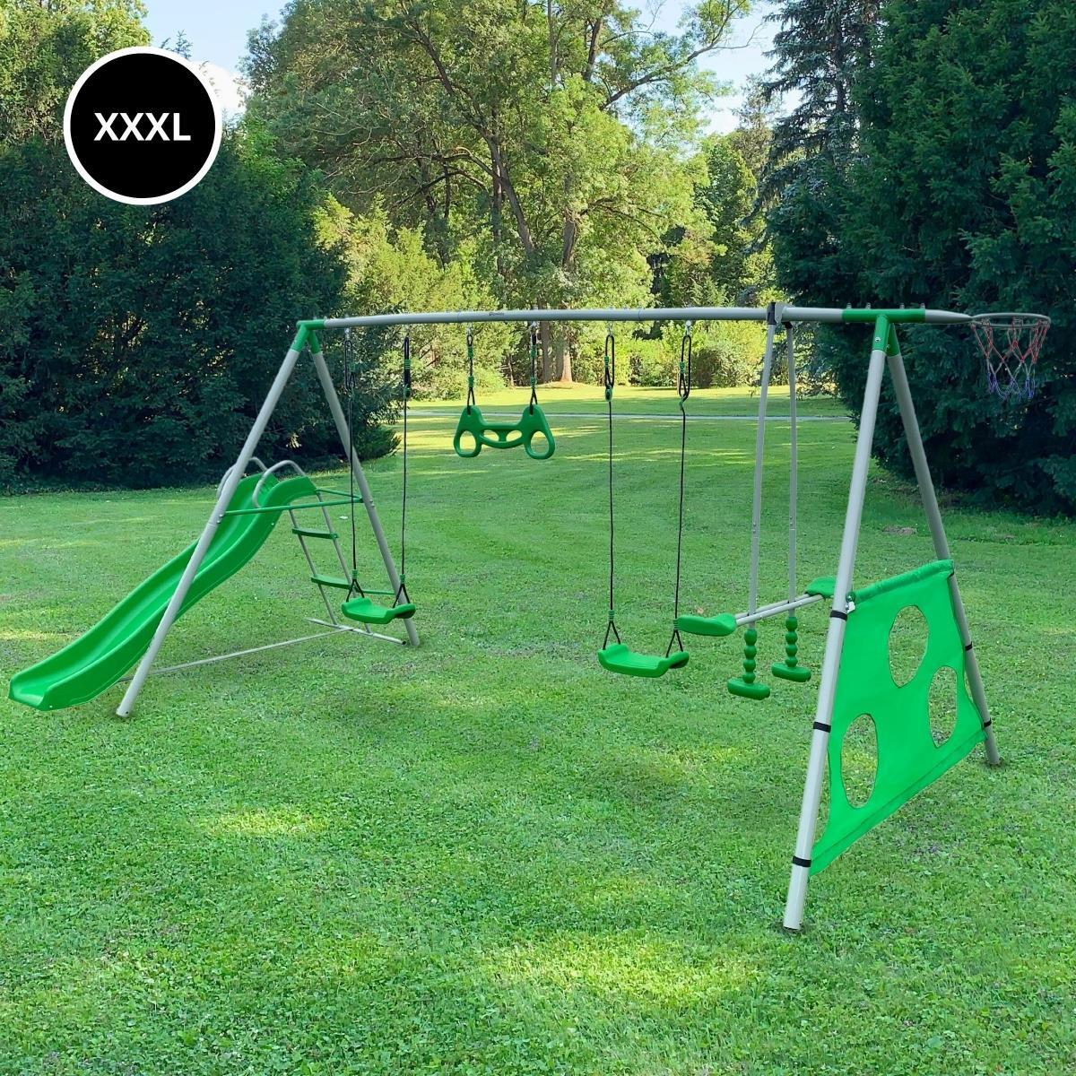 Aire Jeux XXXL Balançoires Toboggan Foot Basket Acier 440x194x186cm 300kg 2/7
