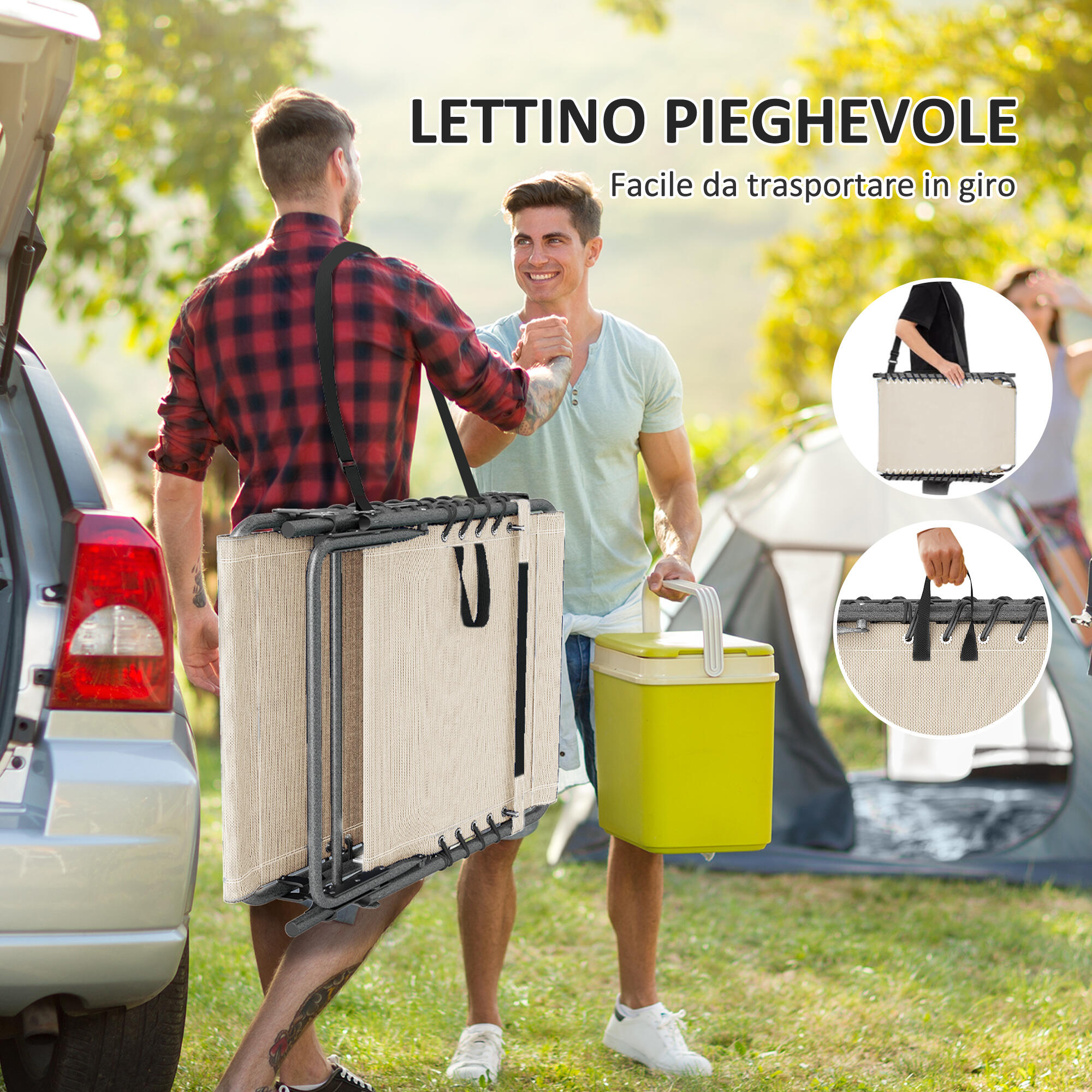 Outsunny Sdraio da Esterno Pieghevole e Reclinabile a 5 Livelli Crema 7/7