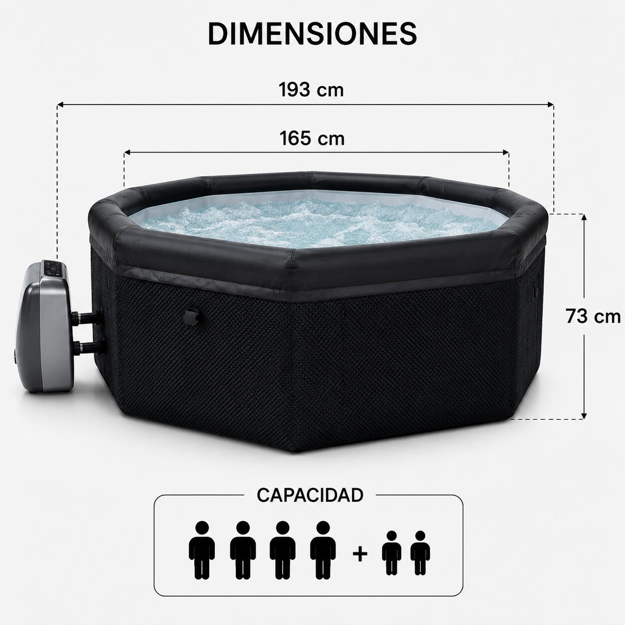 Nixspa Spa esterna gonfiabile semirigida 5–6 persone 3/6