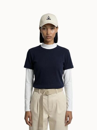 T-shirt crop Essentiel en jersey côtelé Essentiels ton/ton