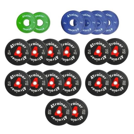 PACK BUMPER PLATES 200KG - Disques Olympiques 50mm - (1, 2x2, 5x2, 10, 15x2, 20,