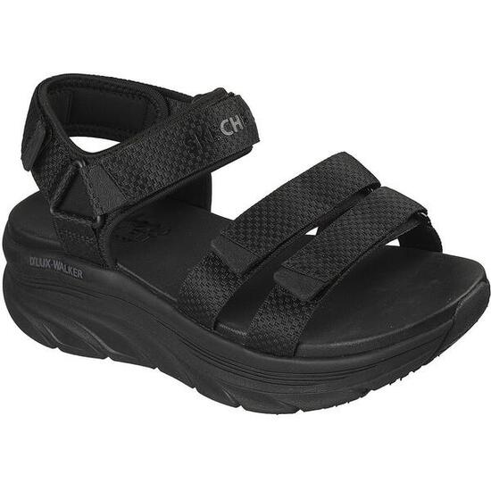 Sandalias Skechers D'lux Walker Sandal-sea-scape, Negro, Mujer