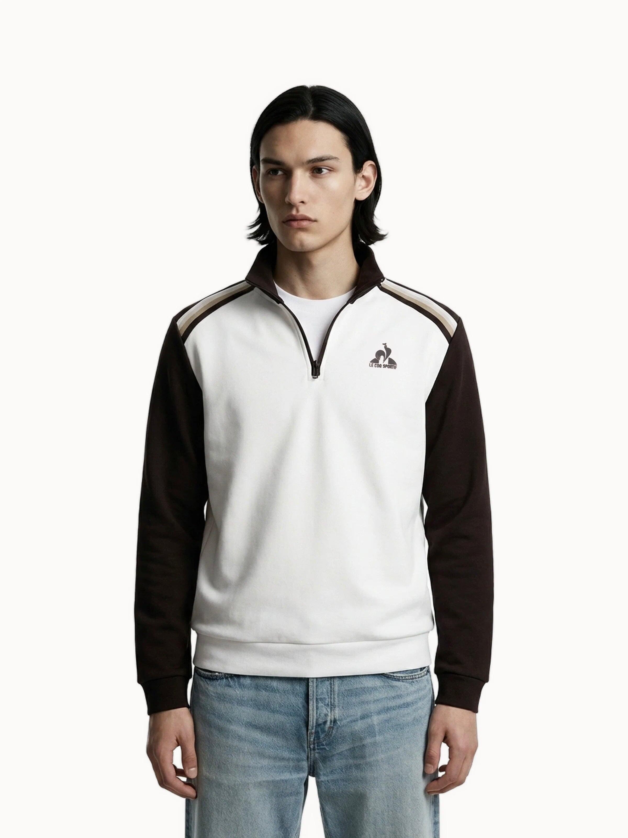 Sweat demi-zippé en double face avec bandes rayées épaules Heritage 1/5