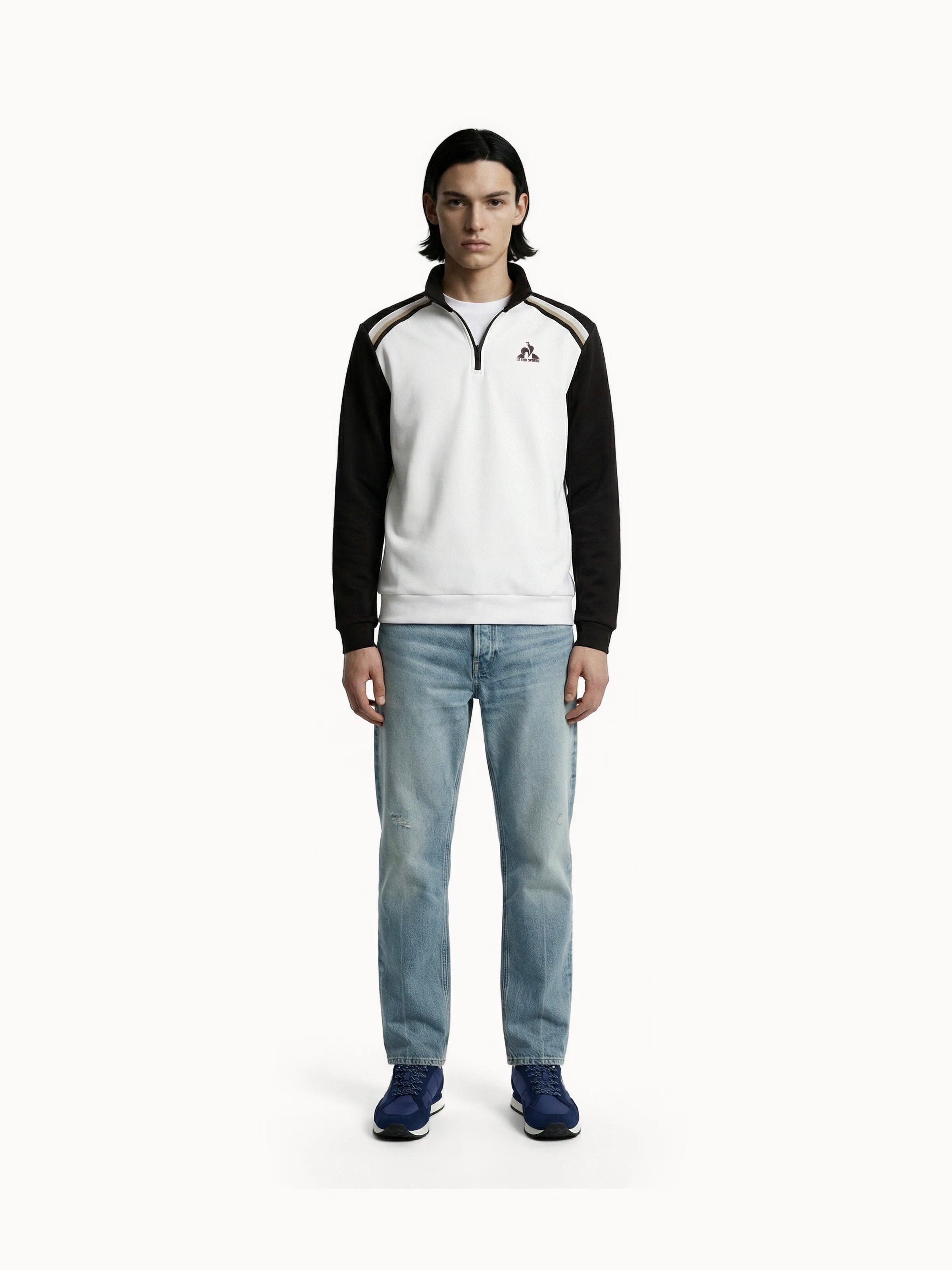 Sweat demi-zippé en double face avec bandes rayées épaules Heritage 4/5