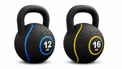 Zestaw 12 kg, 16 kg kettlebell żeliwo z gumową powłoką