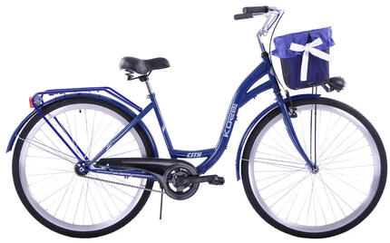 Rower miejski damski 28 KOZBIKE V-Brake granatowy kosz i akcesoria