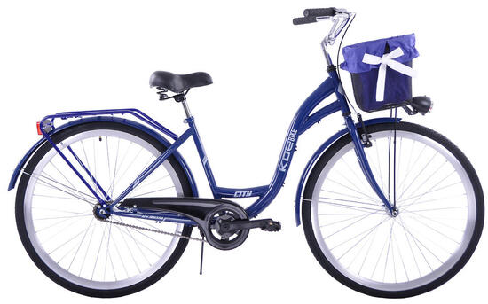 Rower miejski damski 28 KOZBIKE V-Brake granatowy kosz i akcesoria