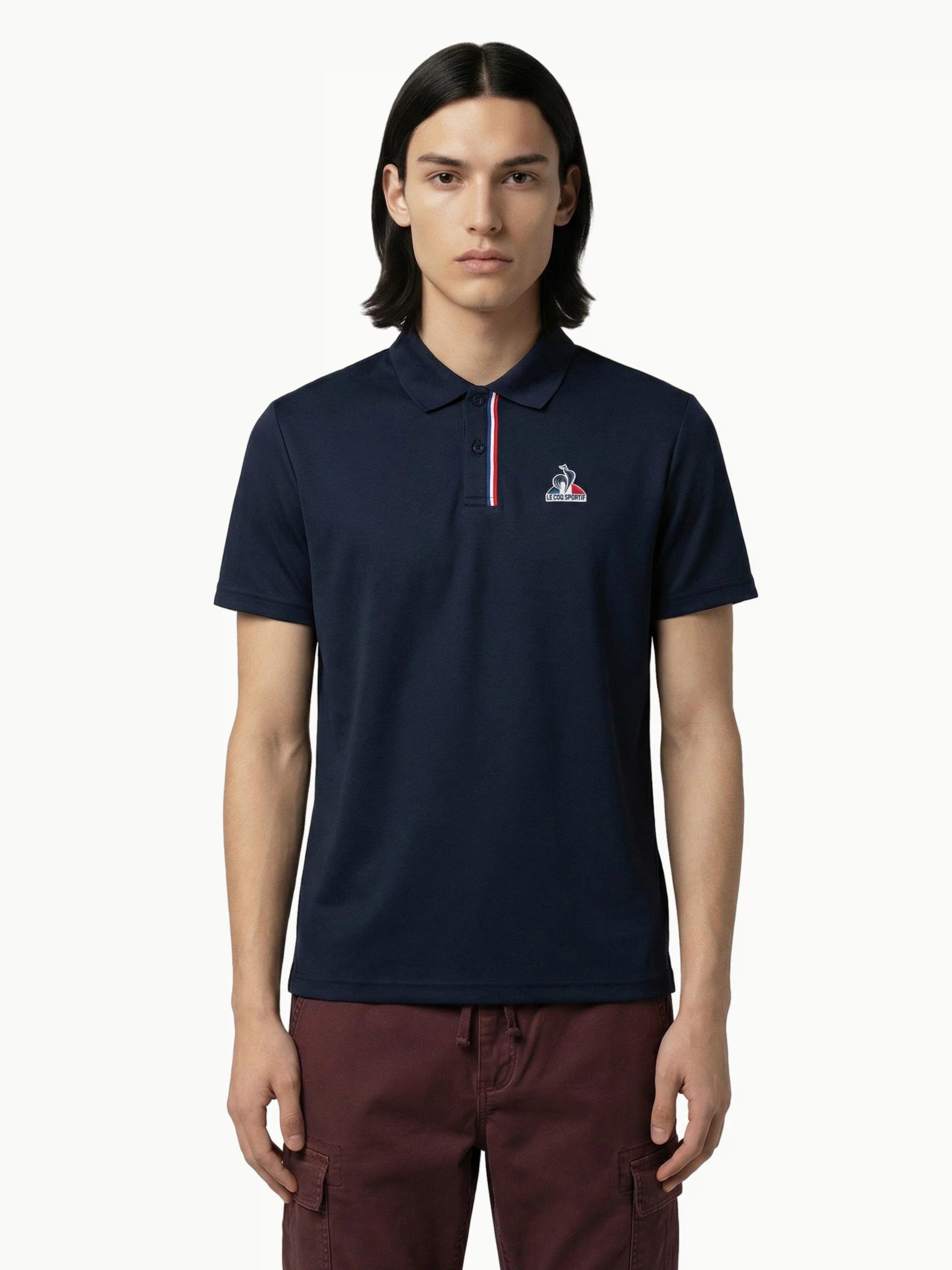 Polo en jersey double effet piqué avec détail tricolore Tricolores 1/5