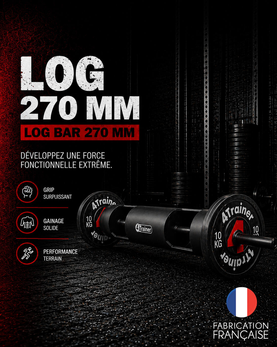 BARRE STRONGMAN - Log Bar 270mm - 4TRAINER 2/7