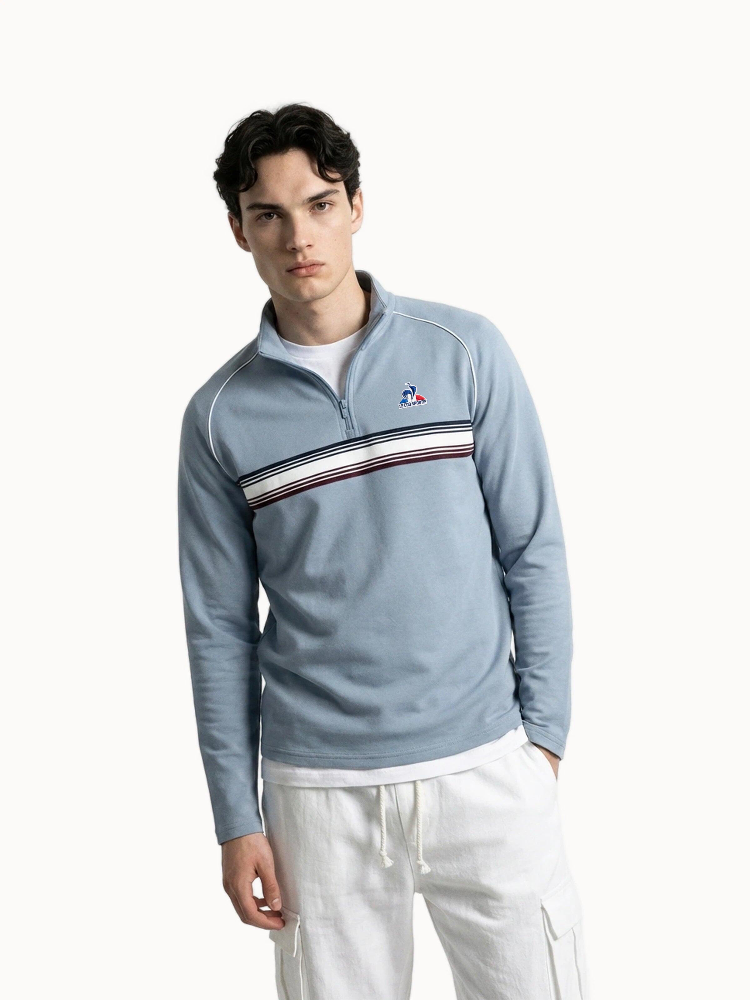 Sweat demi-zippé en double face avec bande rayée Tricolores 1/5