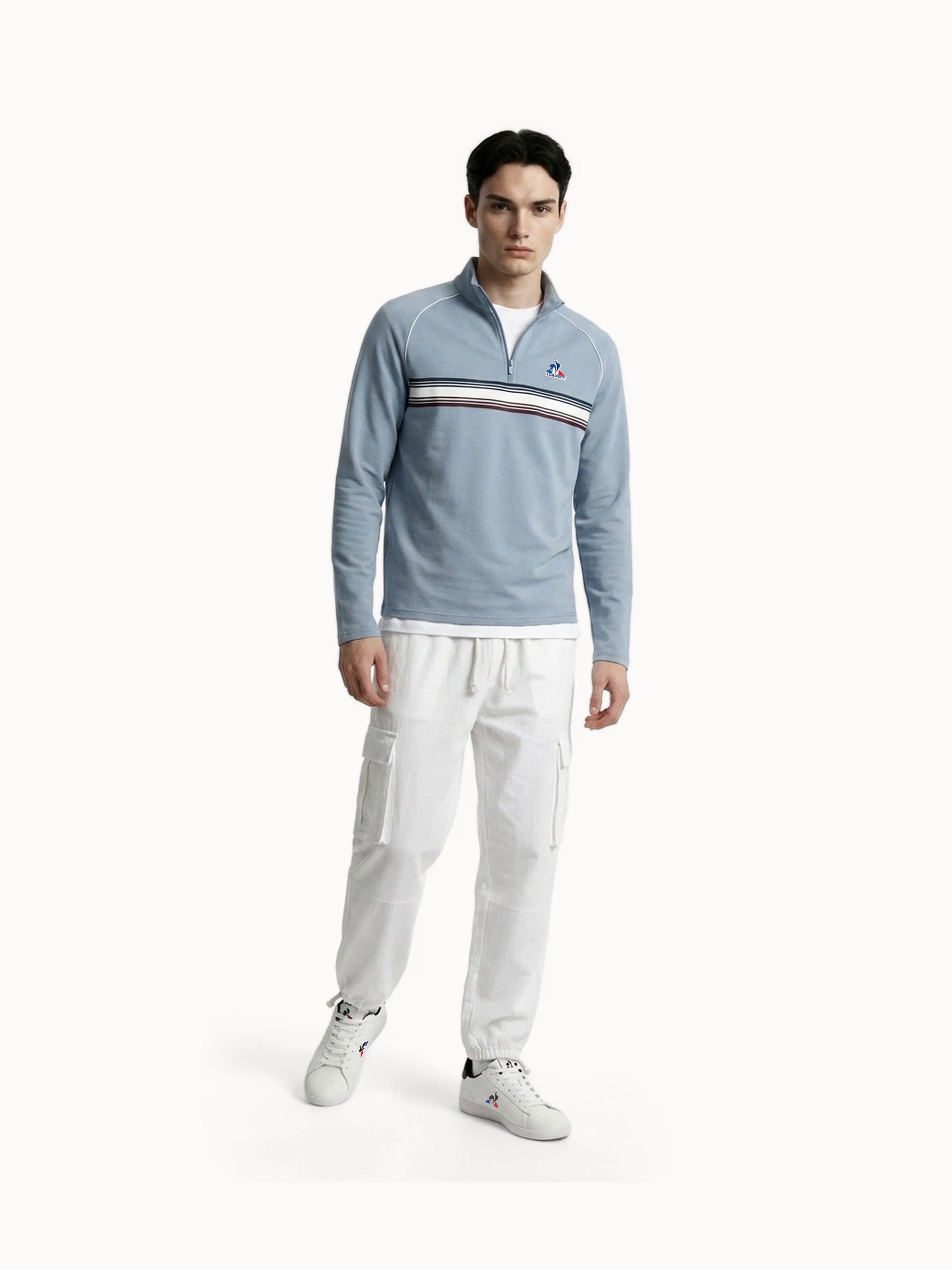 Sweat demi-zippé en double face avec bande rayée Tricolores 4/5