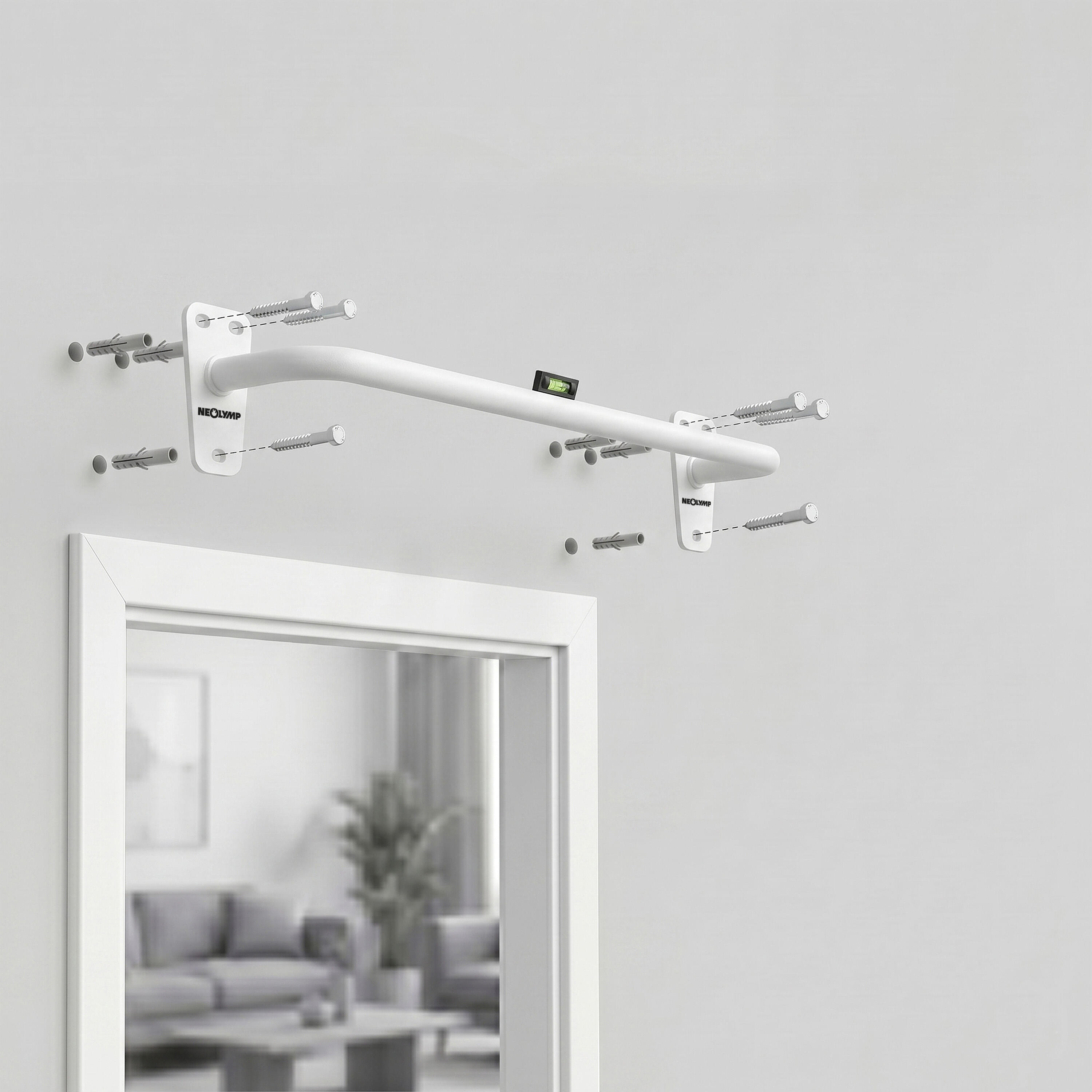 Klimmzugstange zur Wandmontage aus Stahl für Calisthenics und Home Gym Weiss 2/7