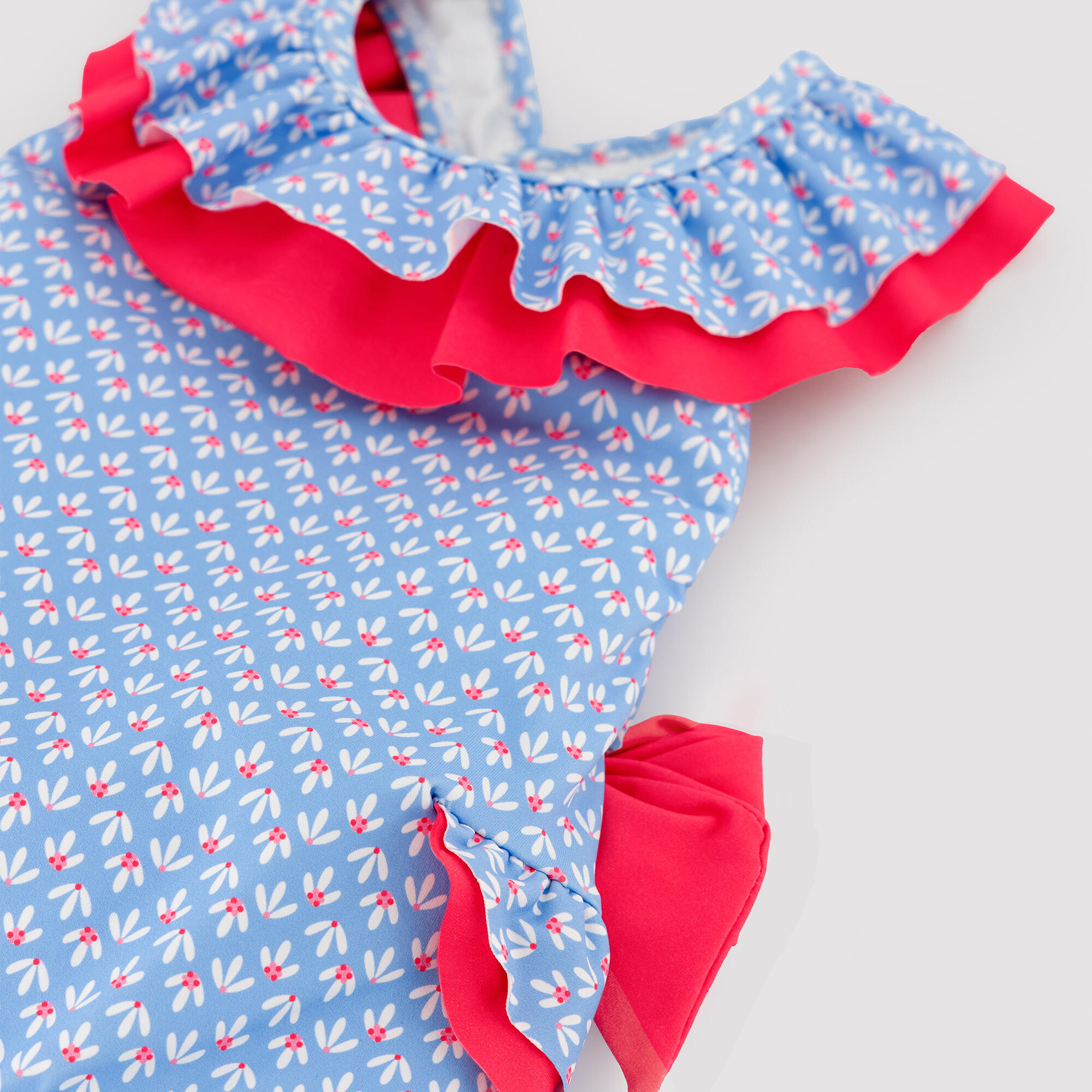 Maillot de bain bébé fille avec volants et nœuds, imprimé floral 2/3