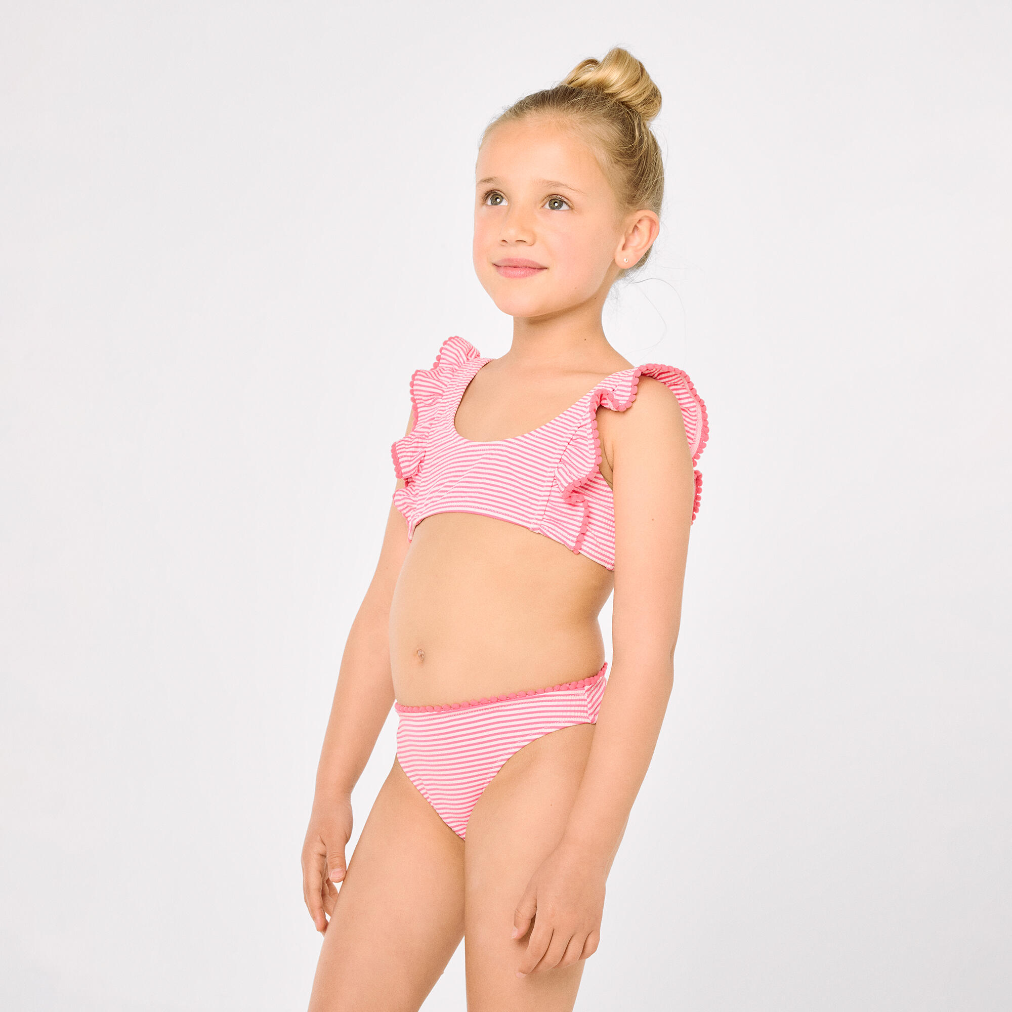 Bikini niña detalle volantes estampado rayas 6/7