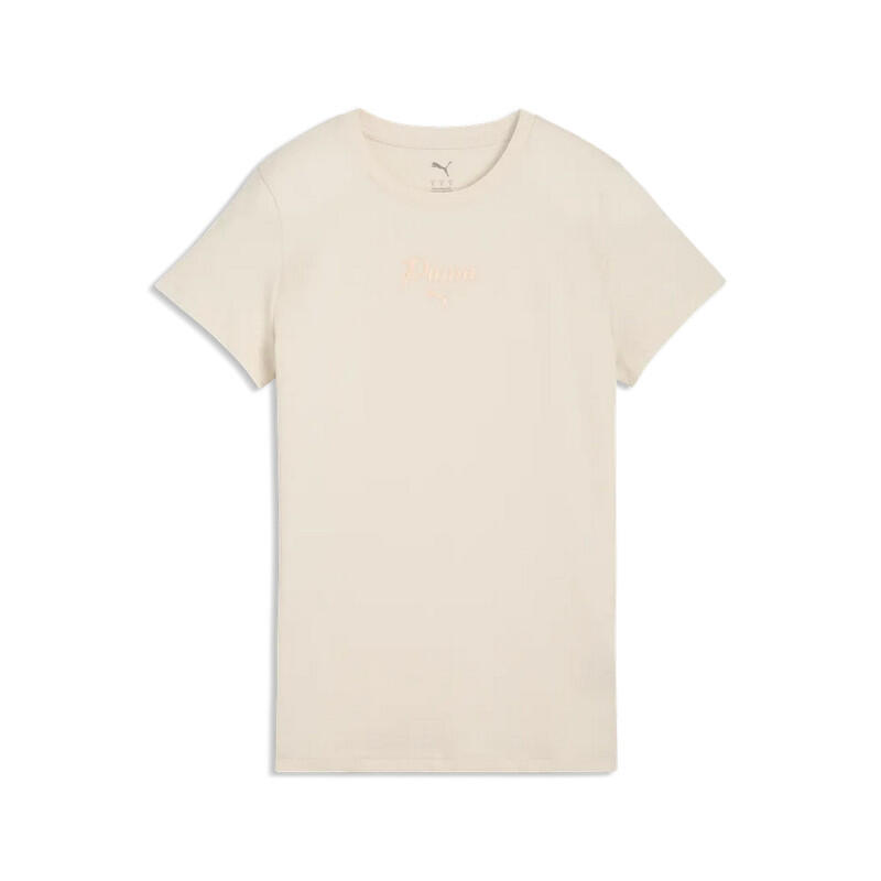 Puma T-Shirt Donna ESS Script Beige PUMA White Regular Fit Bianco XS 1/2