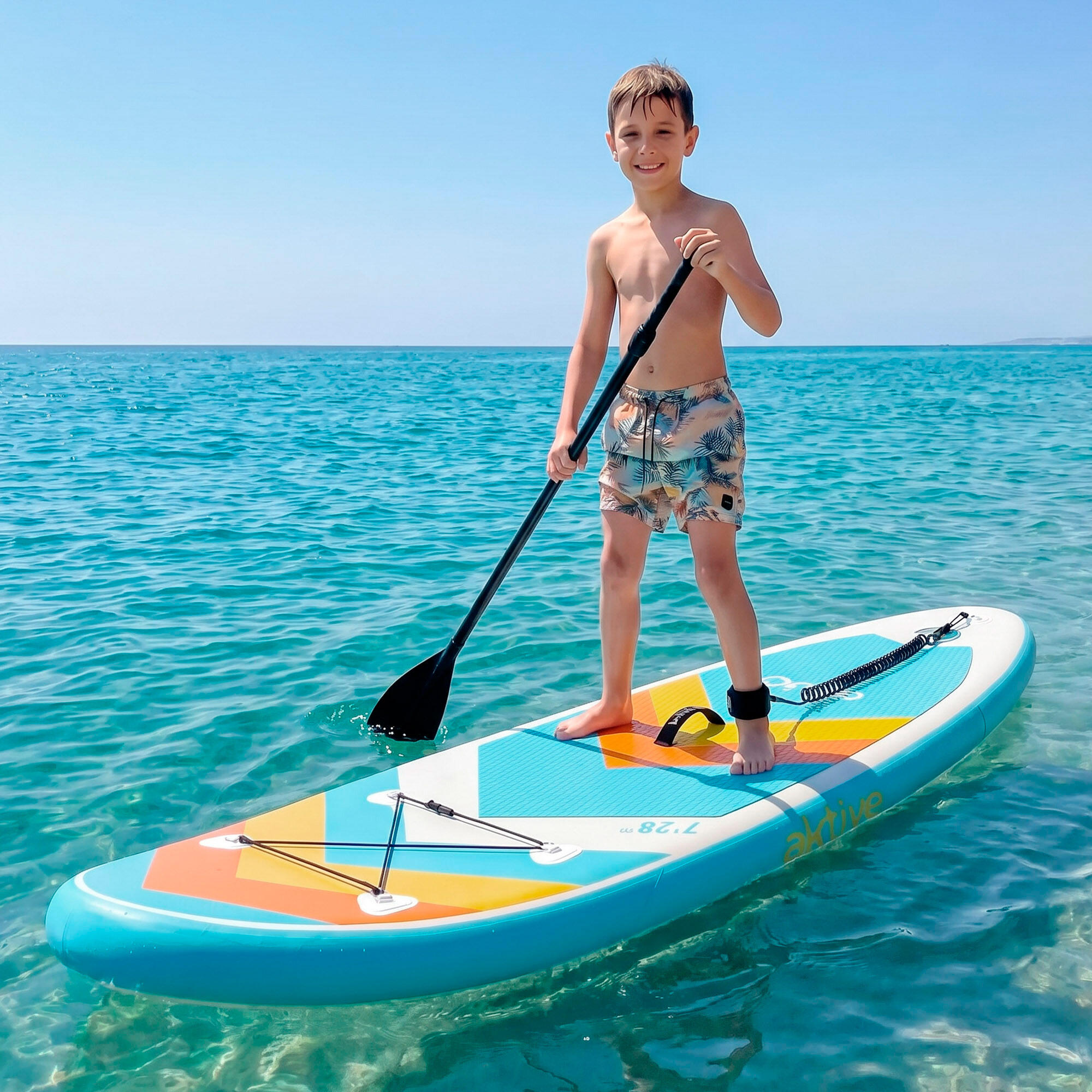 Aktive Planche de paddle gonflable pour débutant avec sac à dos, pompe et pagaie 3/7
