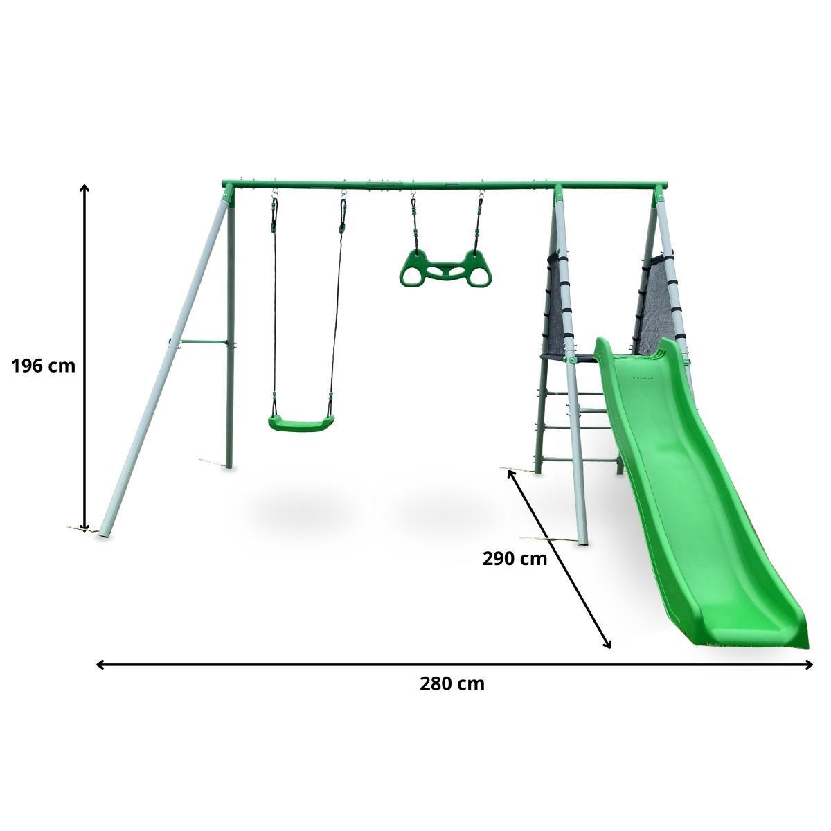Spielplatz XXL 280x290x196cm 3J Schaukel Rutsche Stahlrahmen Max 200kg EN71 5/7