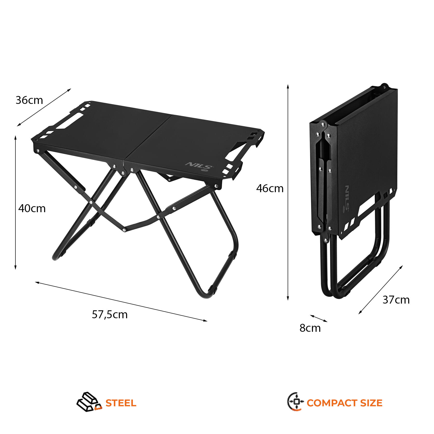 Table de camping outdoor pliante compacte NC3310 Nils Camp noir 5/7