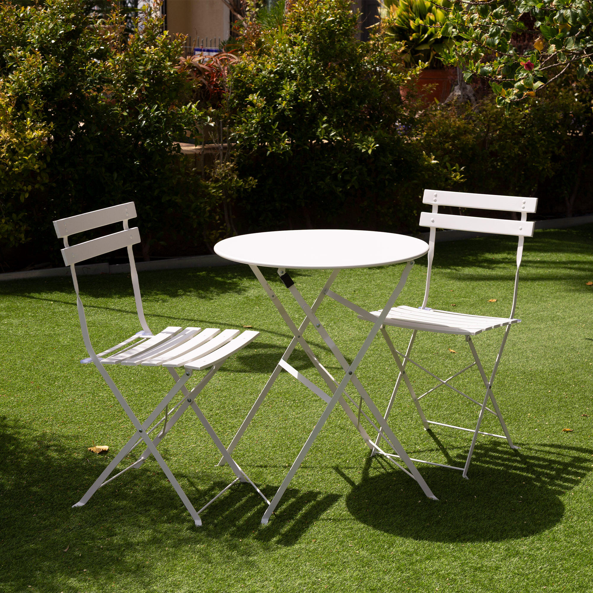 Ensemble de mobilier de terrasse pliable 60 x 70 cm blanc 3/7