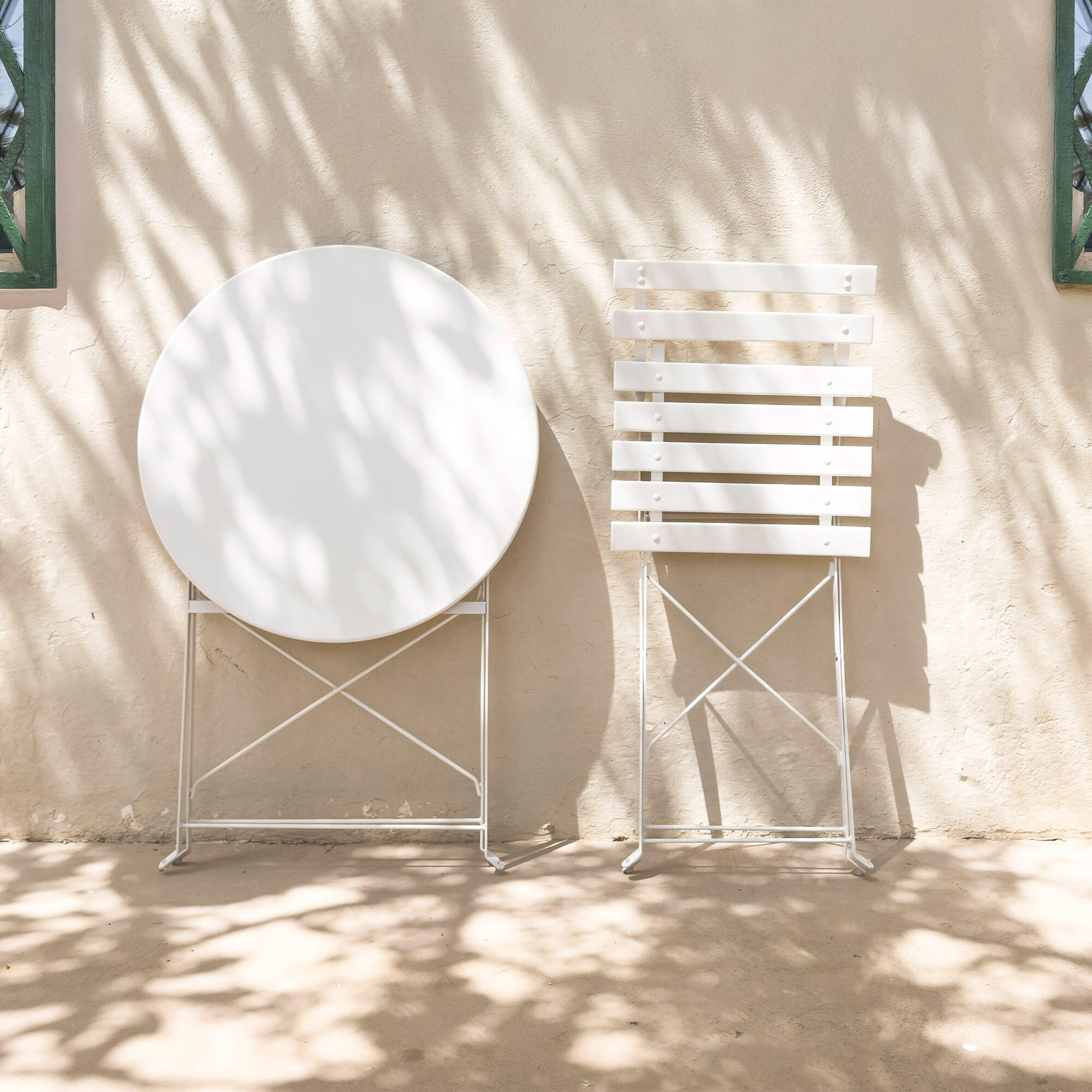 Ensemble de mobilier de terrasse pliable 60 x 70 cm blanc 2/7