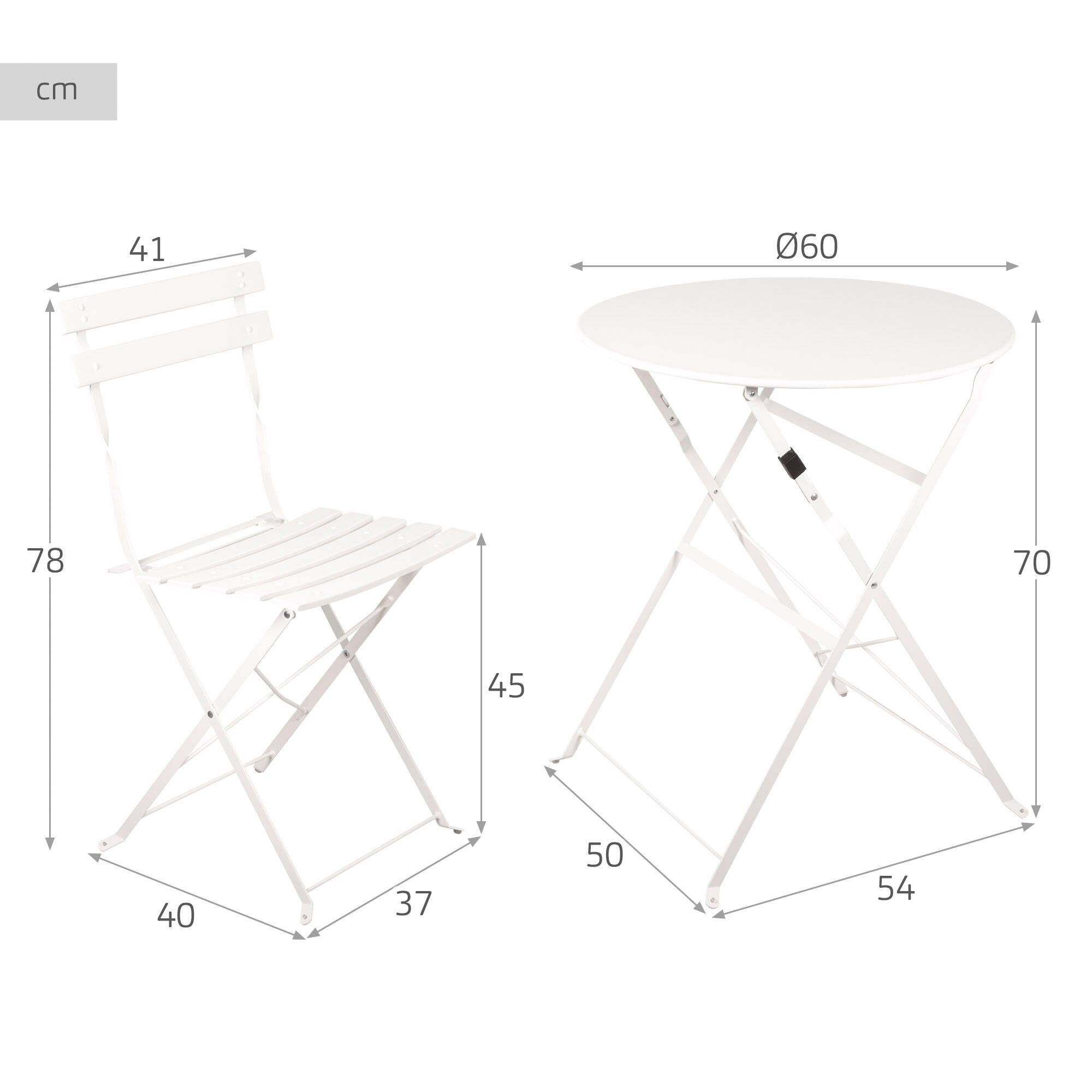 Ensemble de mobilier de terrasse pliable 60 x 70 cm blanc 4/7