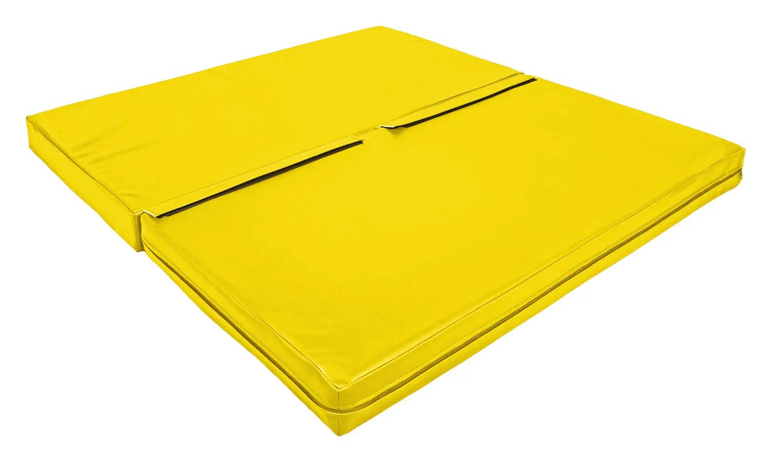 Materac dwuczęściowy z rzepami UNDERFIT 130 x 120 x 10 cm miękki żółty 2/7