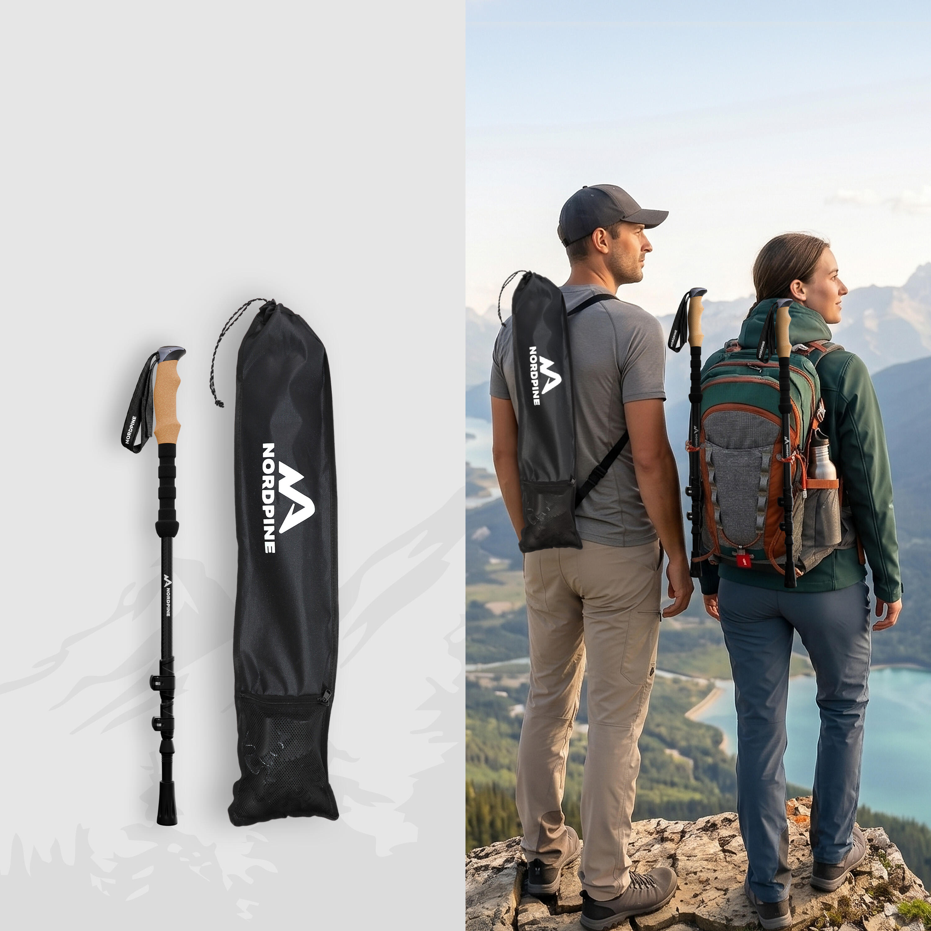 Teleskop-Wanderstöcke aus Carbon mit Korkgriff für Trekking 4/7