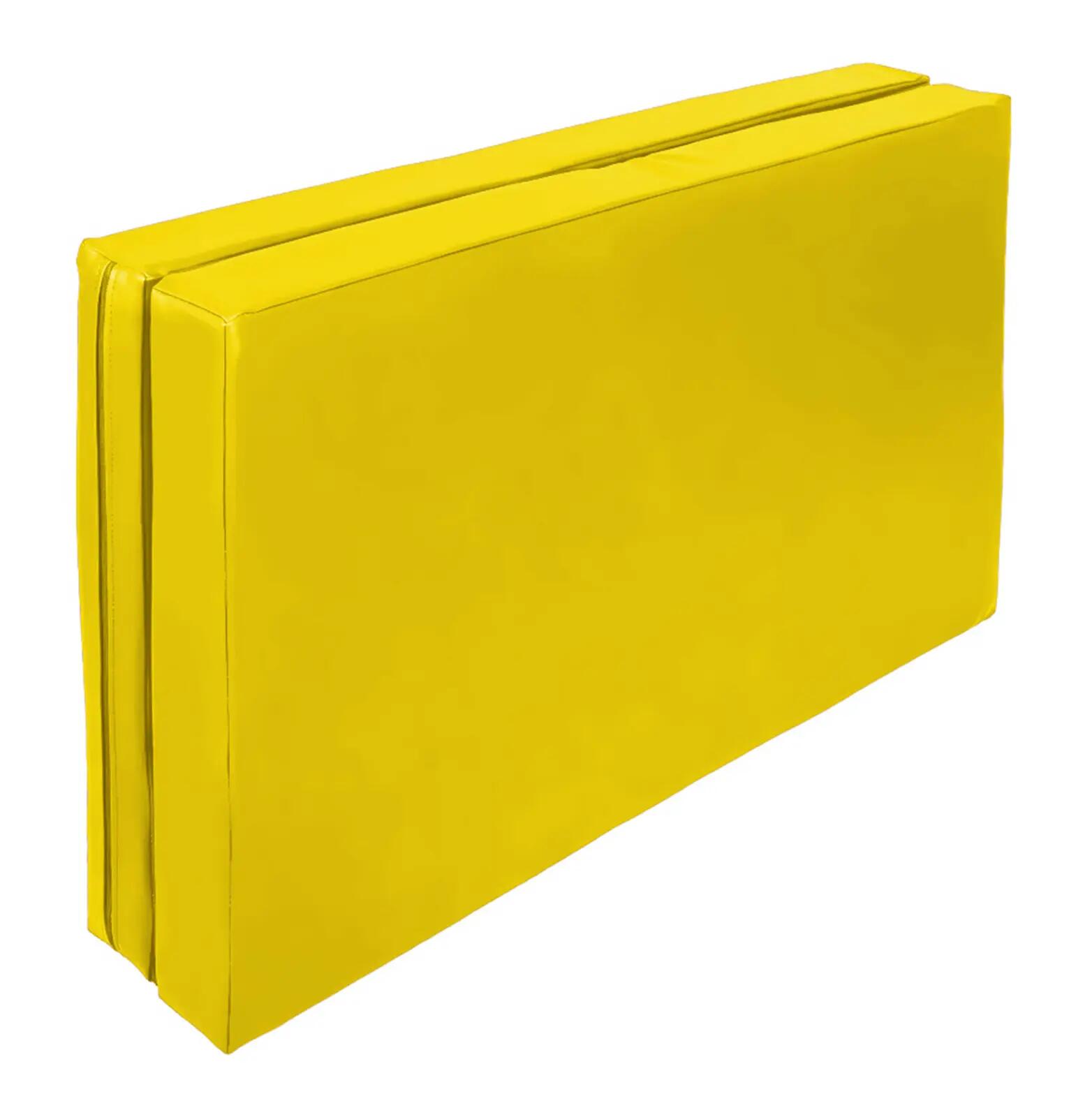 Materac dwuczęściowy z rzepami UNDERFIT 130 x 120 x 10 cm miękki żółty 4/7