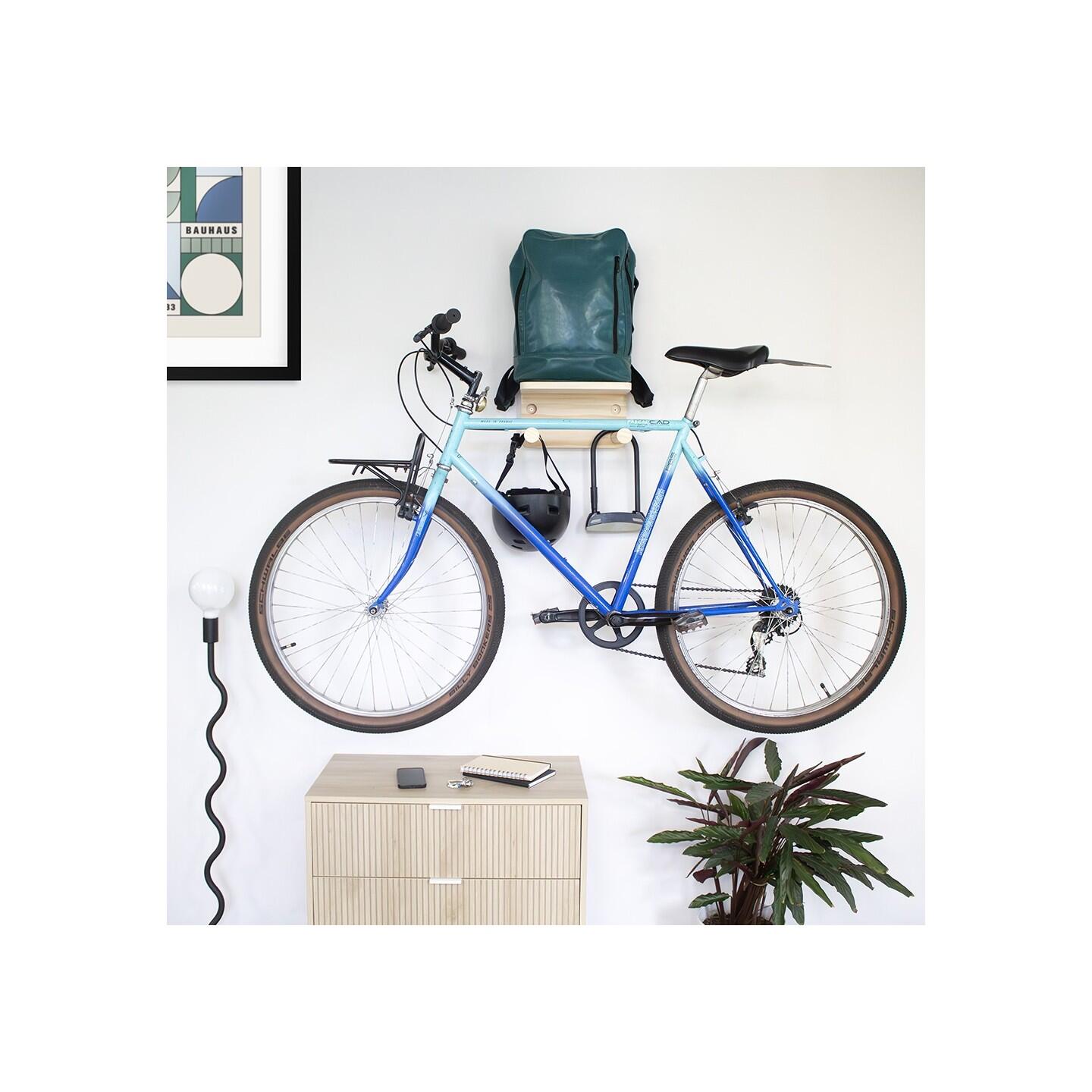 Support vélo mural Woody en bois naturel 30 x 30 x 17 cm 2/7