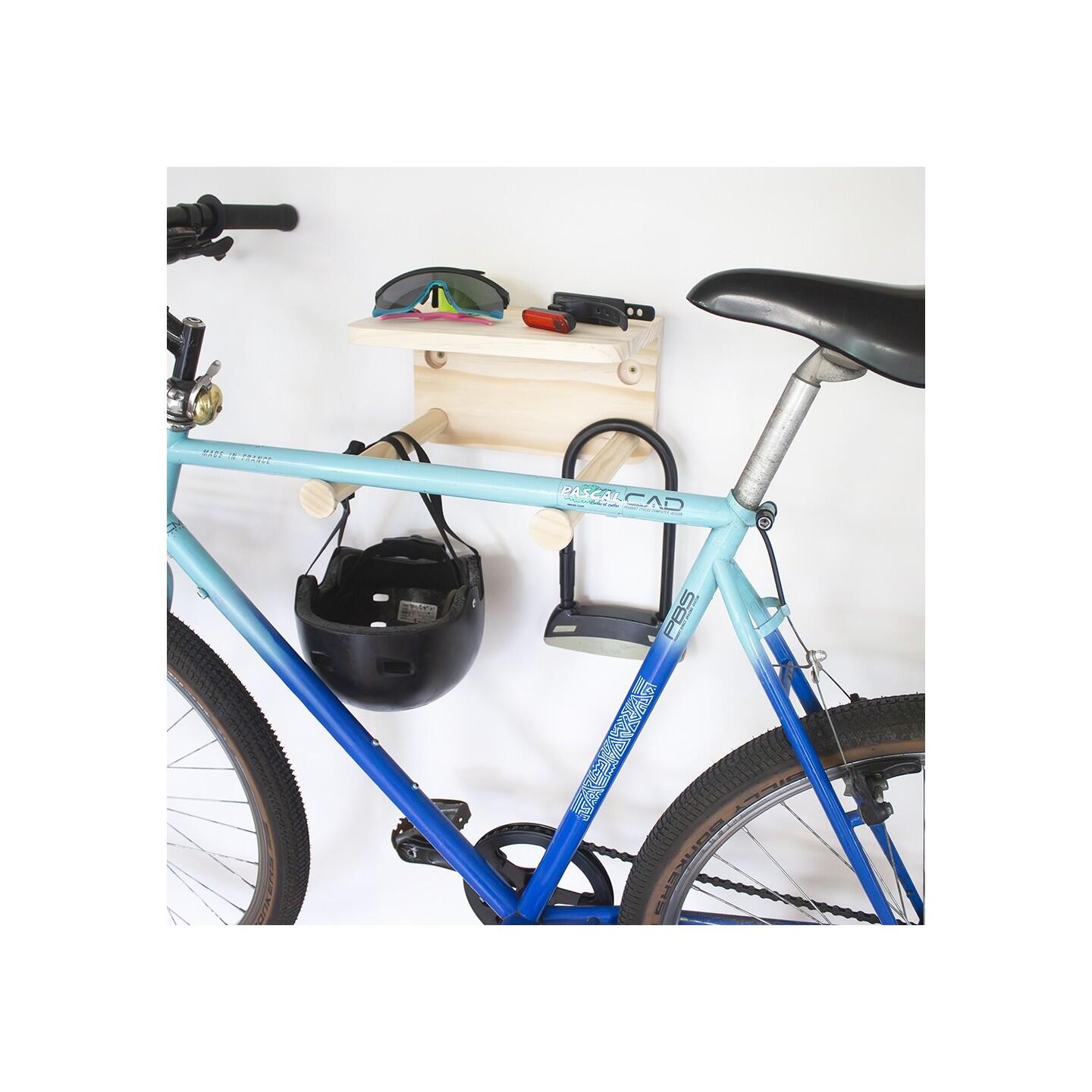 Support vélo mural Woody en bois naturel 30 x 30 x 17 cm 7/7