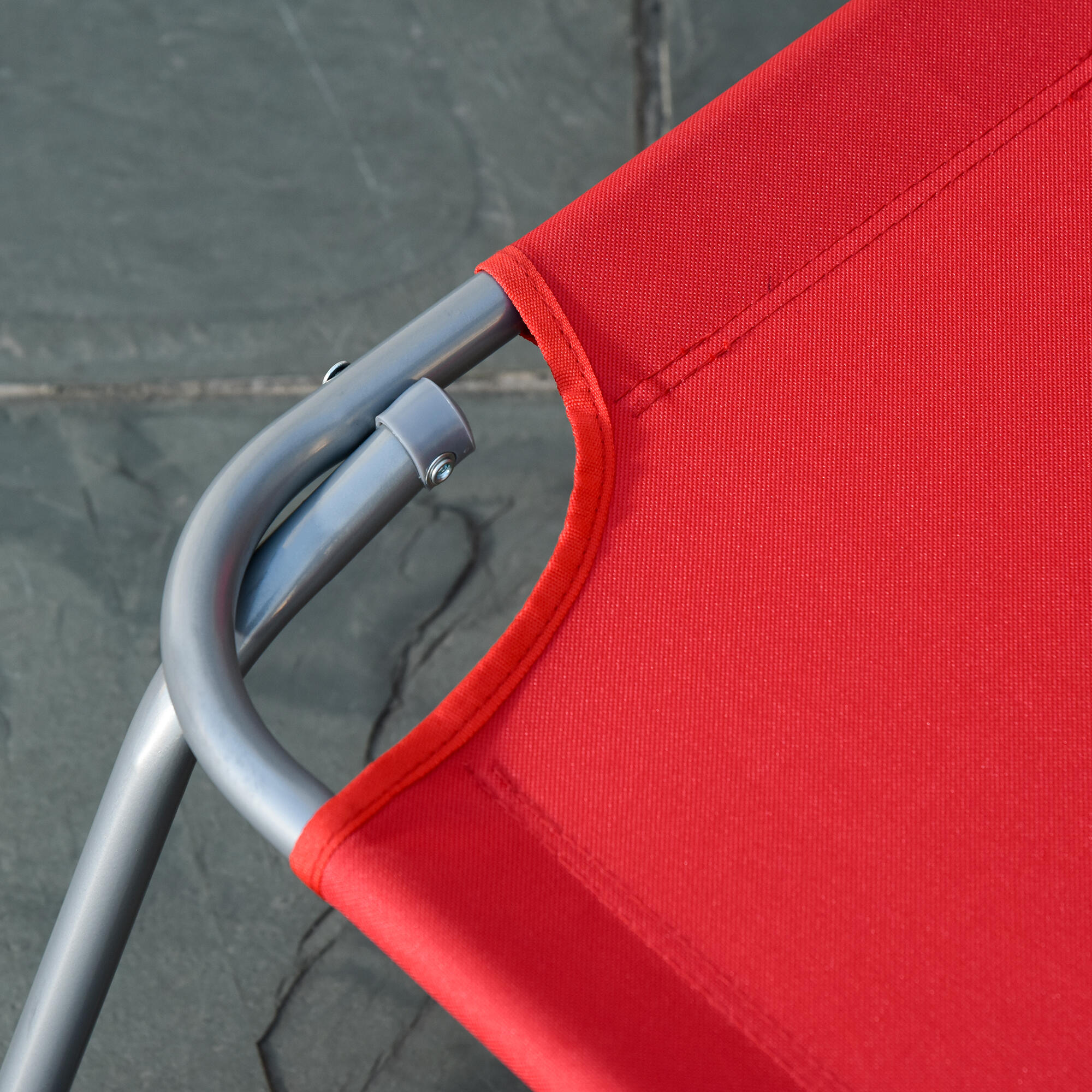 Outsunny Sdraio da Esterno Pieghevole in Metallo e Tessuto Traspirante Rosso 7/7