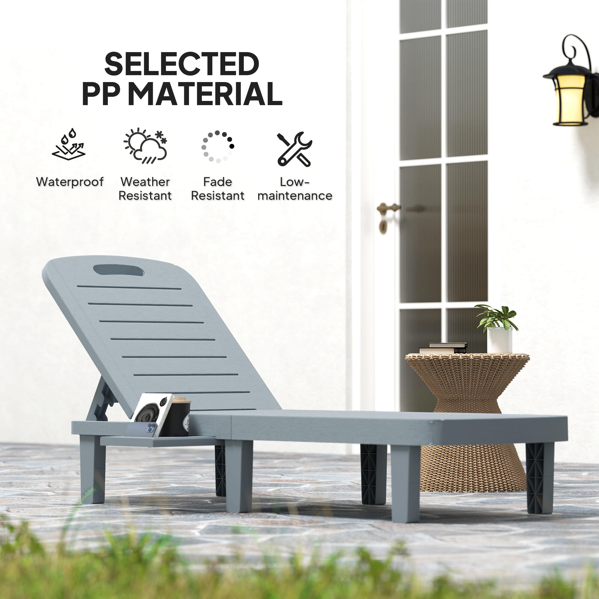 Outsunny Set 2 Lettini Prendisole con Schienale Regolabile Grigio Scuro 6/7