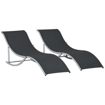 Outsunny Set 2 Sdraio da Esterno Pieghevoli in Alluminio e Texteline Beige