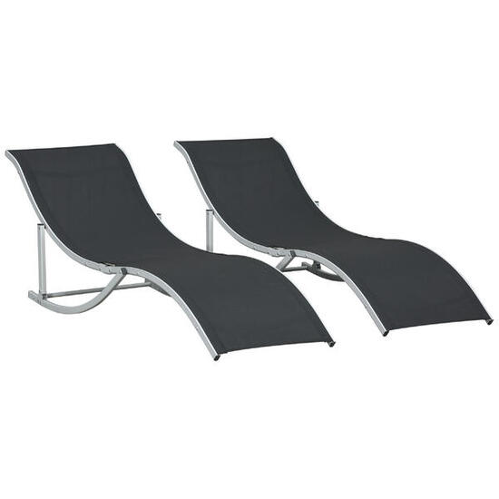 Outsunny Set 2 Sdraio da Esterno Pieghevoli in Alluminio e Texteline Beige