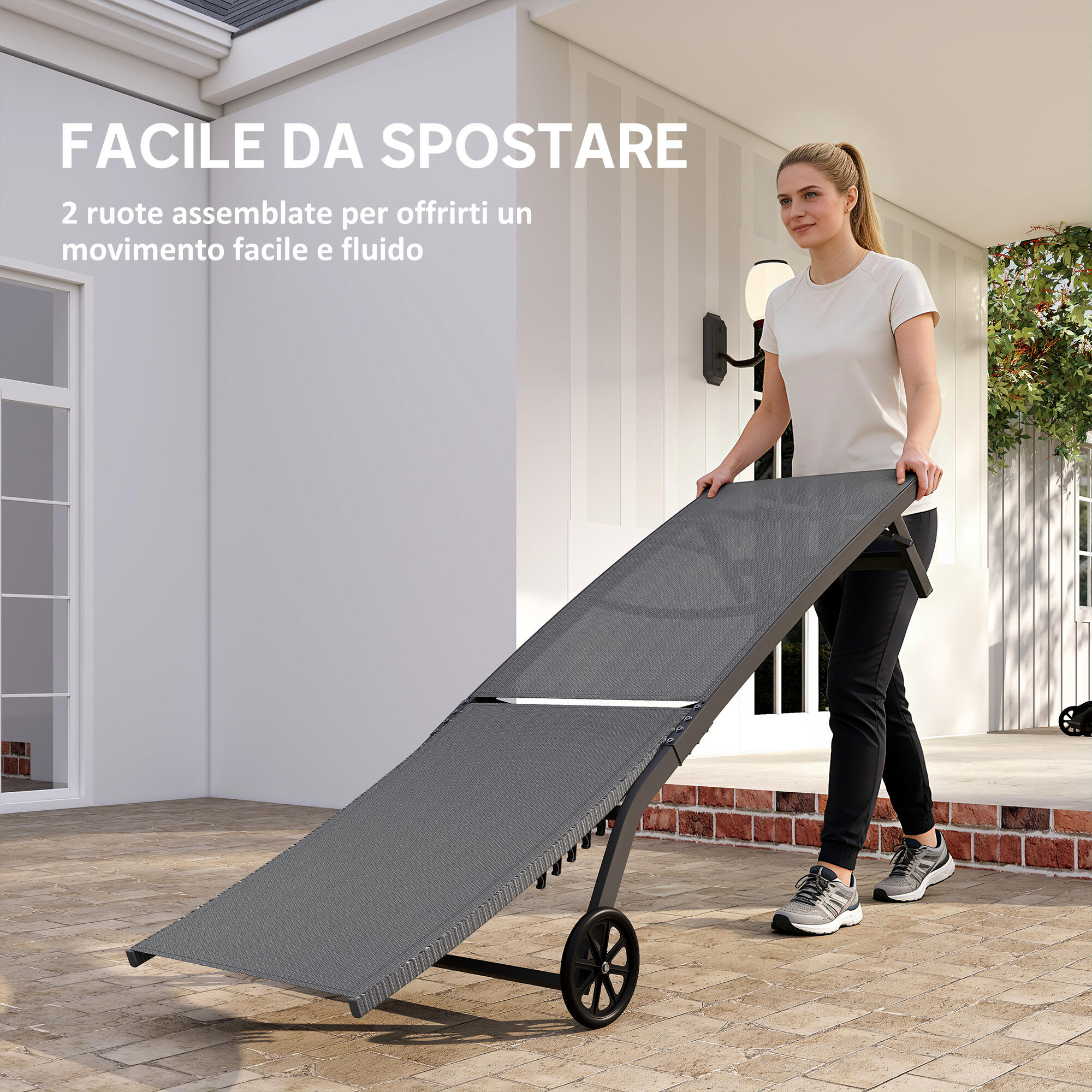 Outsunny Set 2 Lettini Prendisole con Schienale Reclinabile su 5 Livelli Grigio 6/7