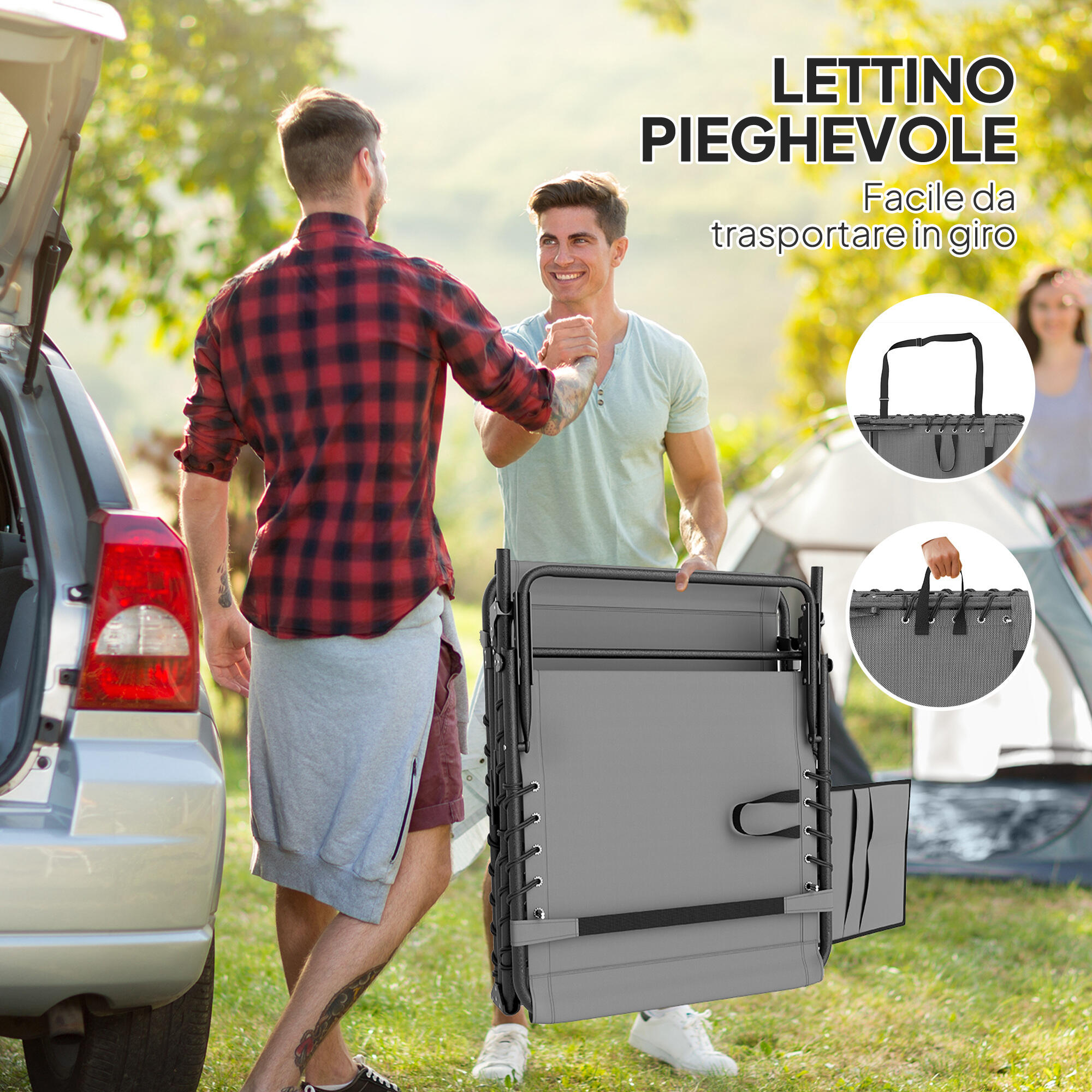 Outsunny Sdraio da Esterno Pieghevole e Reclinabile a 5 Livelli Grigio 7/7