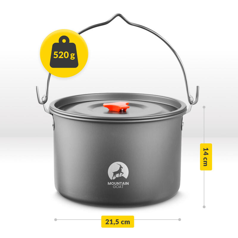 Oală turistică suspendabilă Mountain Goat cu capac, 4 L