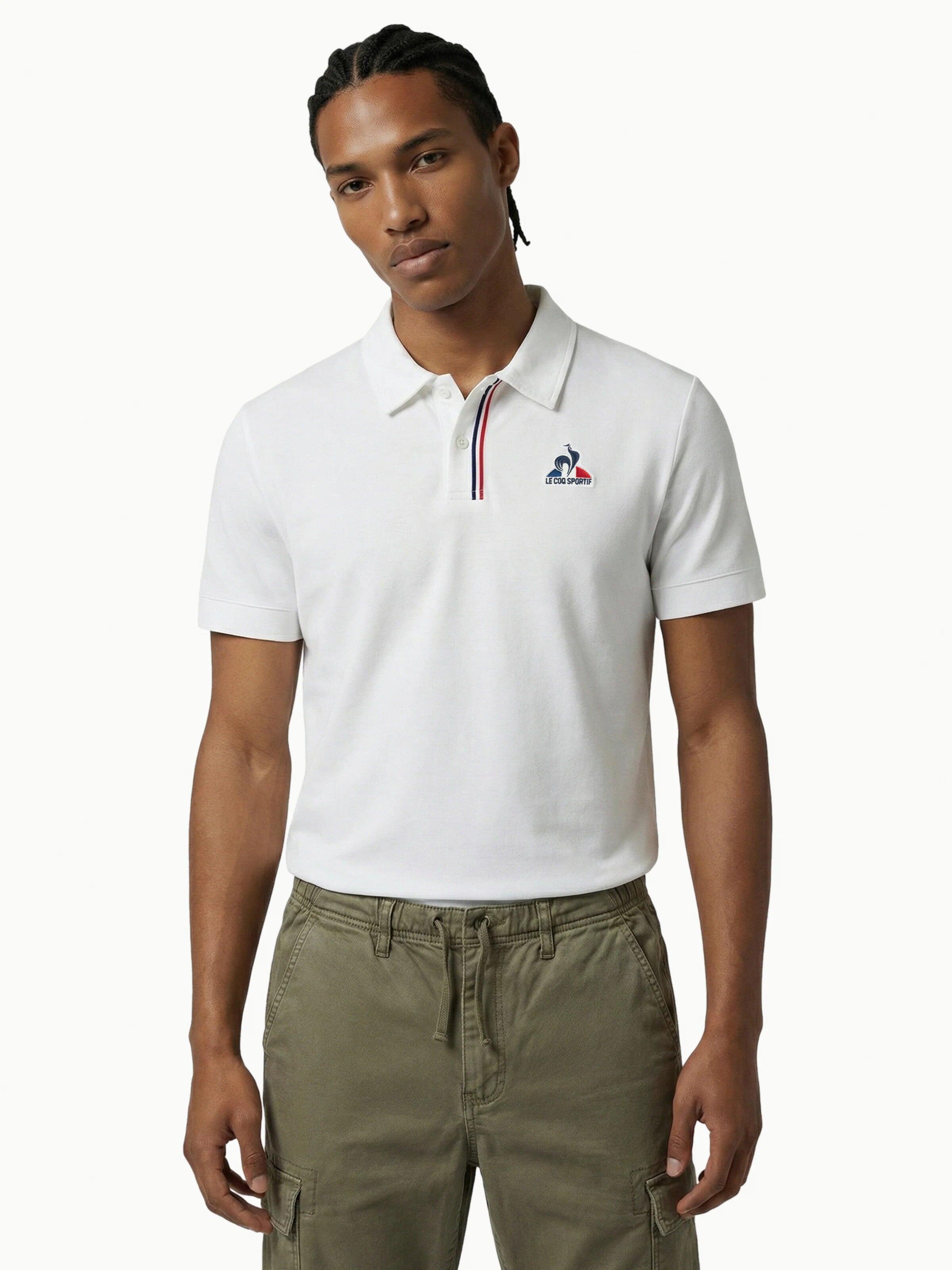 Polo en jersey double effet piqué avec détail tricolore HOMME Tricolores 1/5